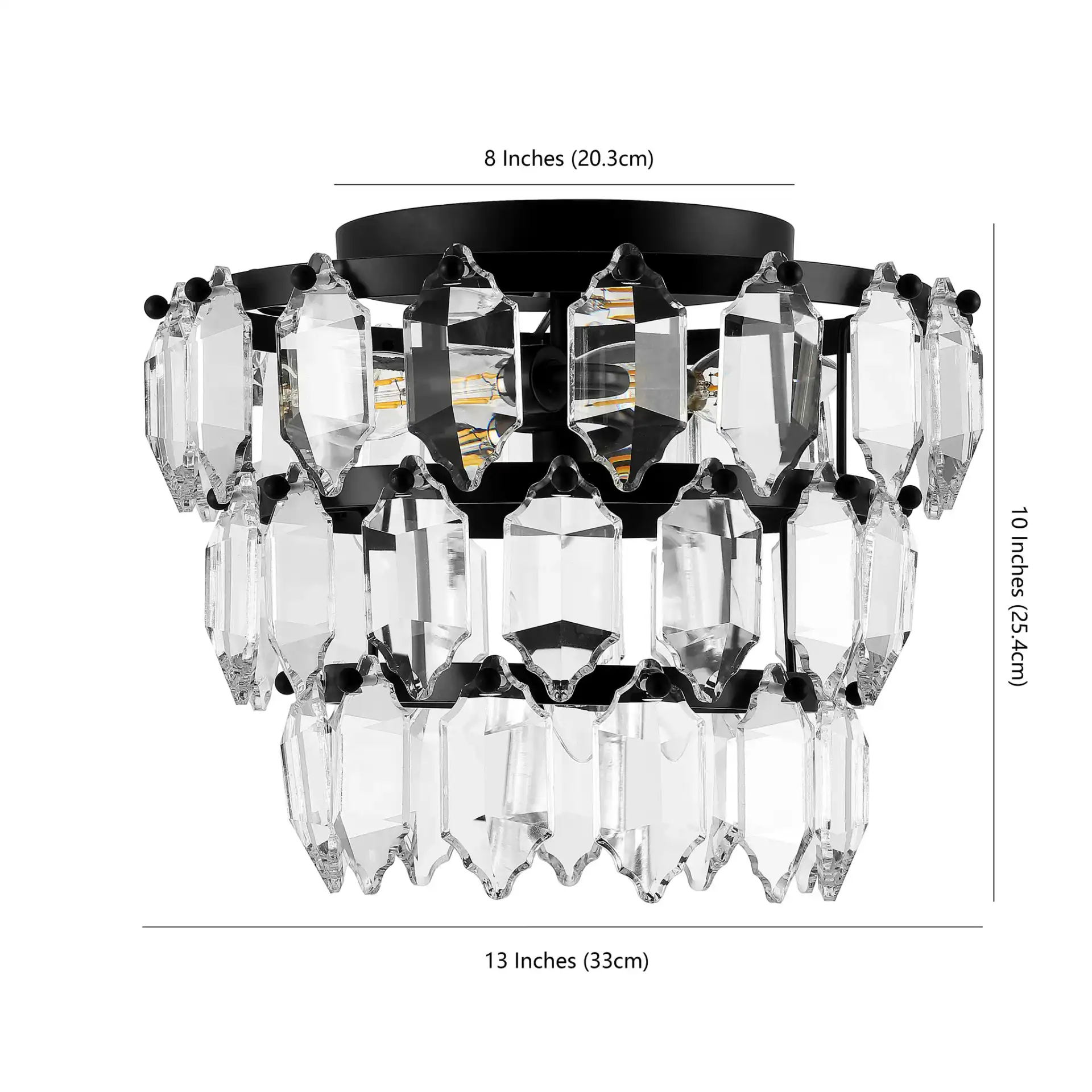 Gorson Three-Light Flush Mount in Black, detail view