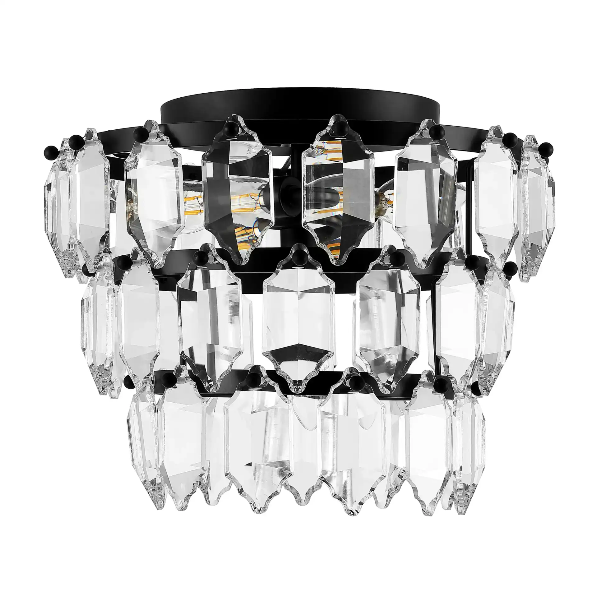 Gorson Three-Light Flush Mount in Black, detail view