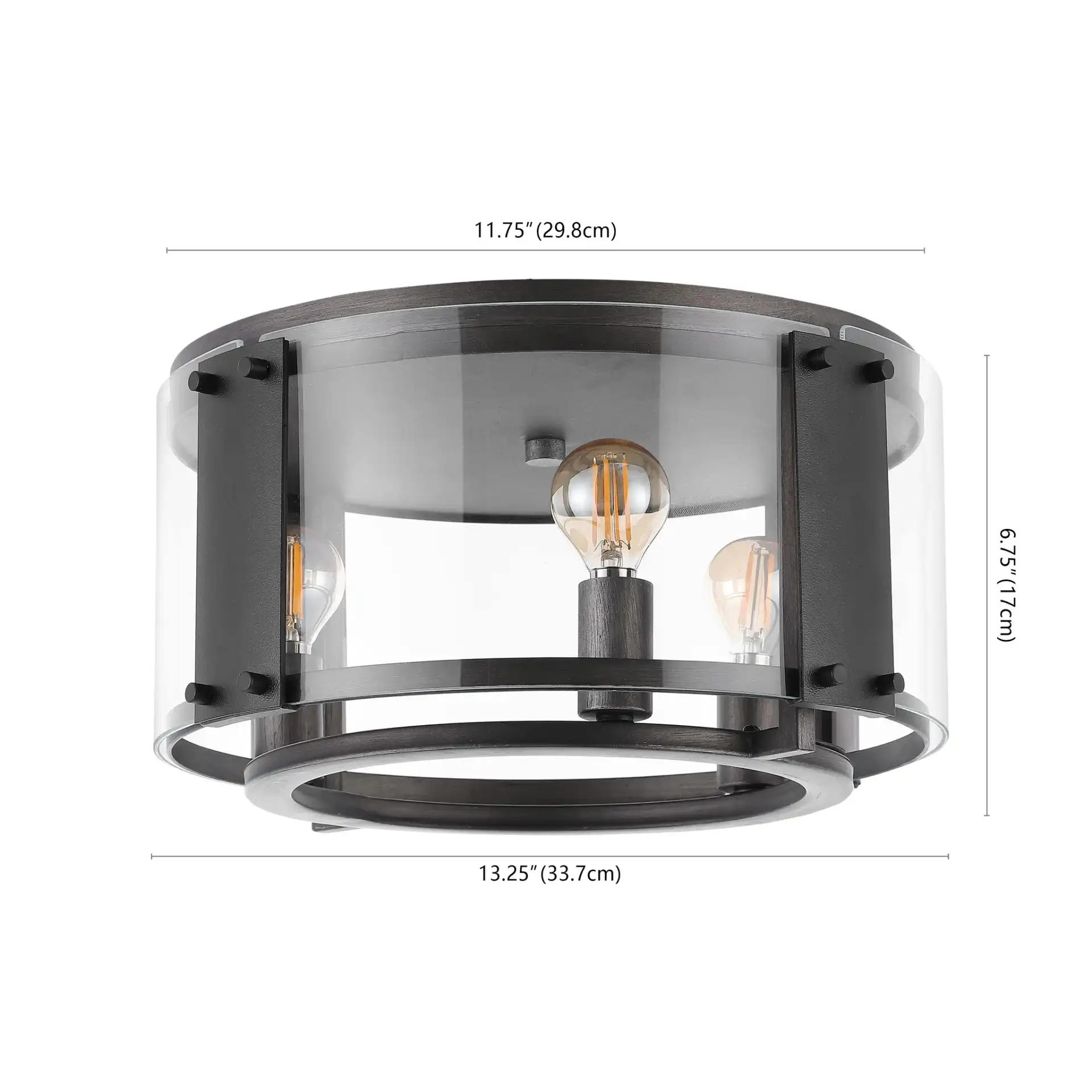 Olen Flush Mount in Chrome / Black, detail view