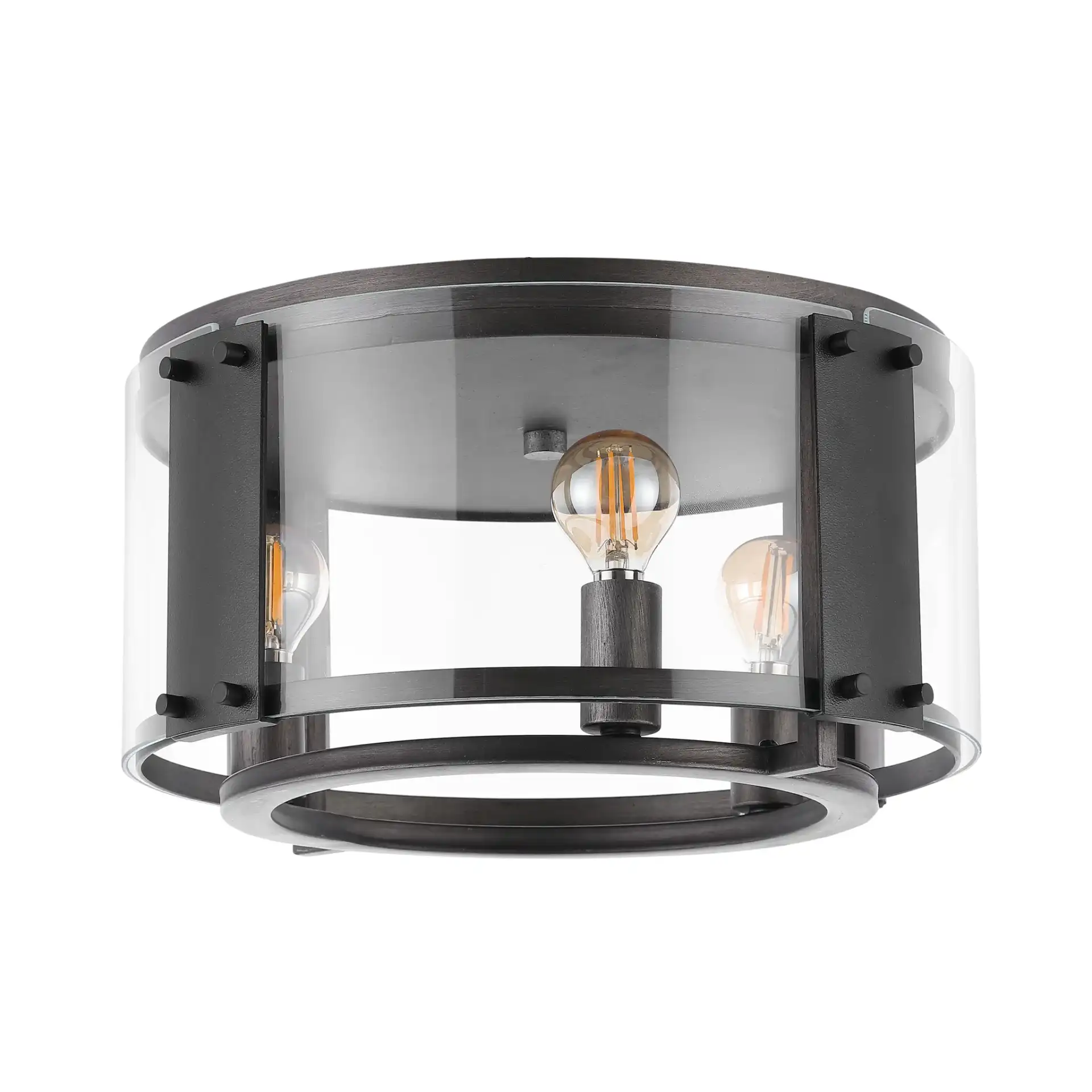 Olen Flush Mount in Chrome / Black, detail view
