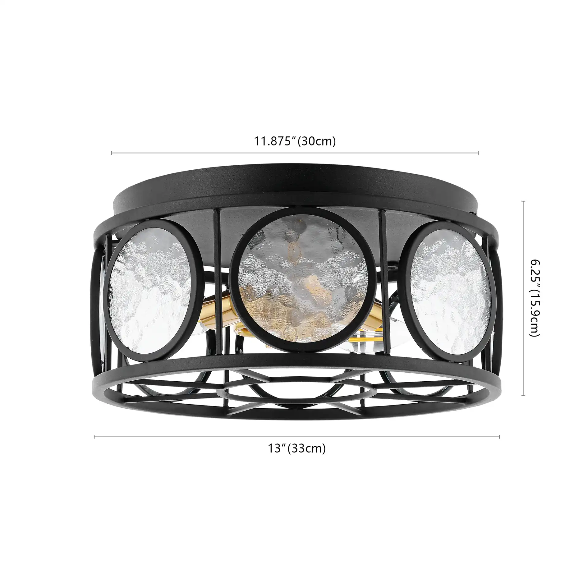 Ander Three-Light Flush Mount in Black, detail view