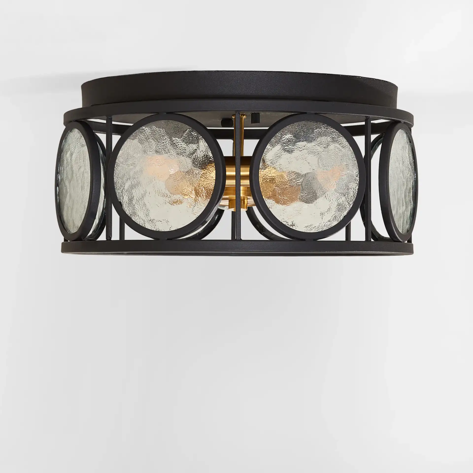Ander Three-Light Flush Mount in Black, detail view