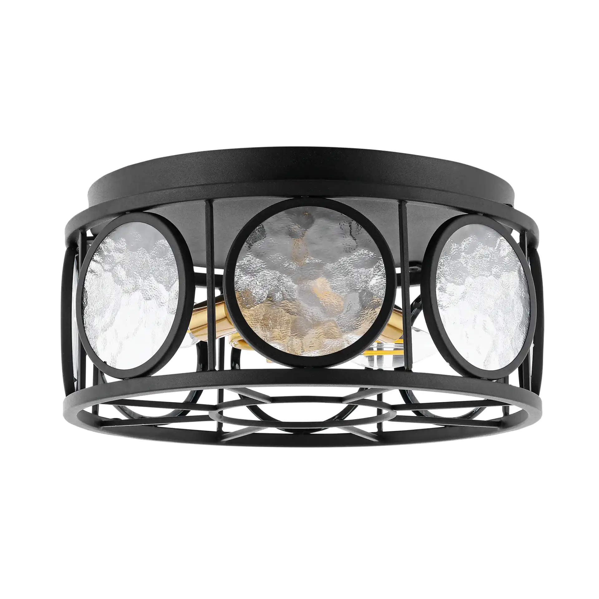 Ander Three-Light Flush Mount in Black, detail view