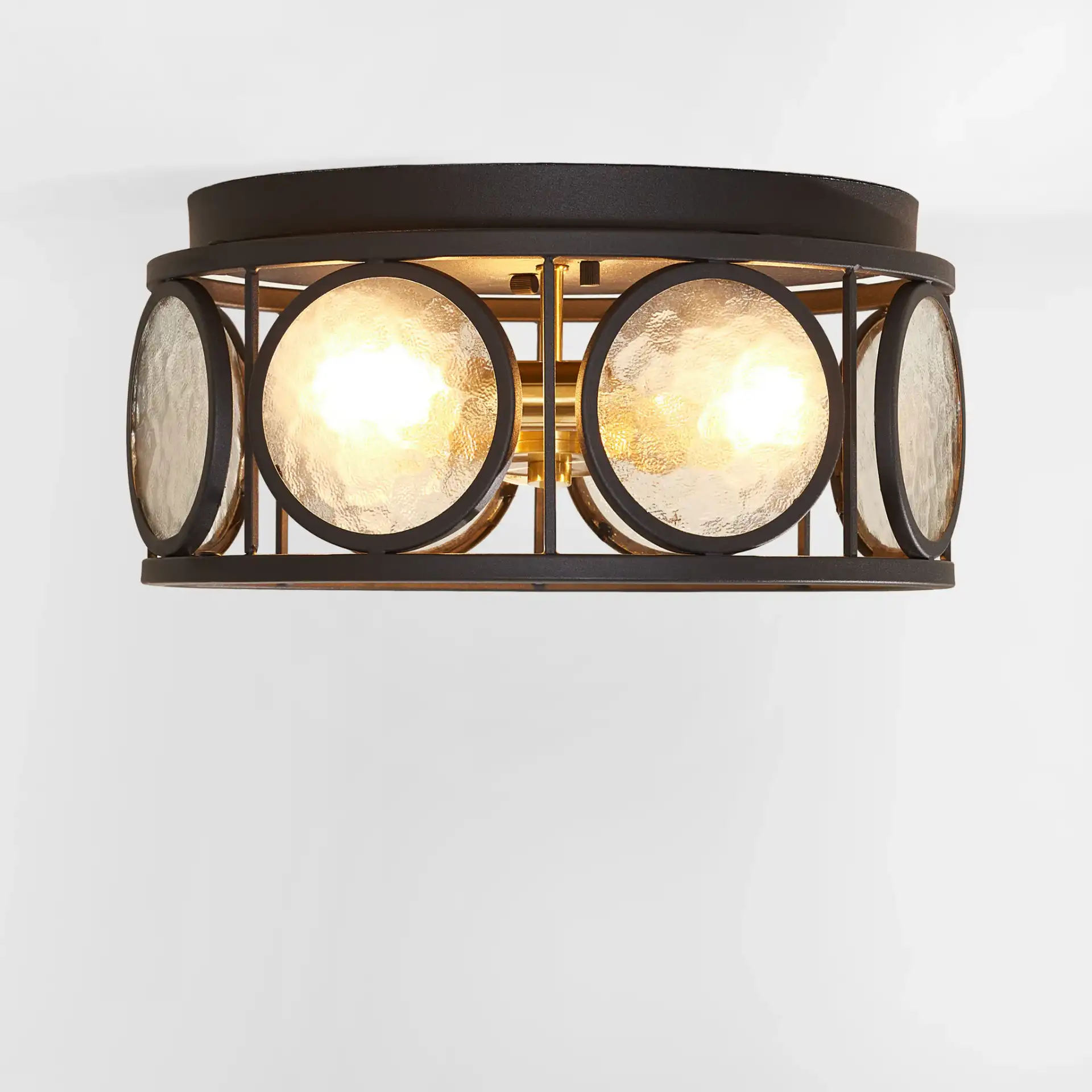 Ander Three-Light Flush Mount in Black, detail view