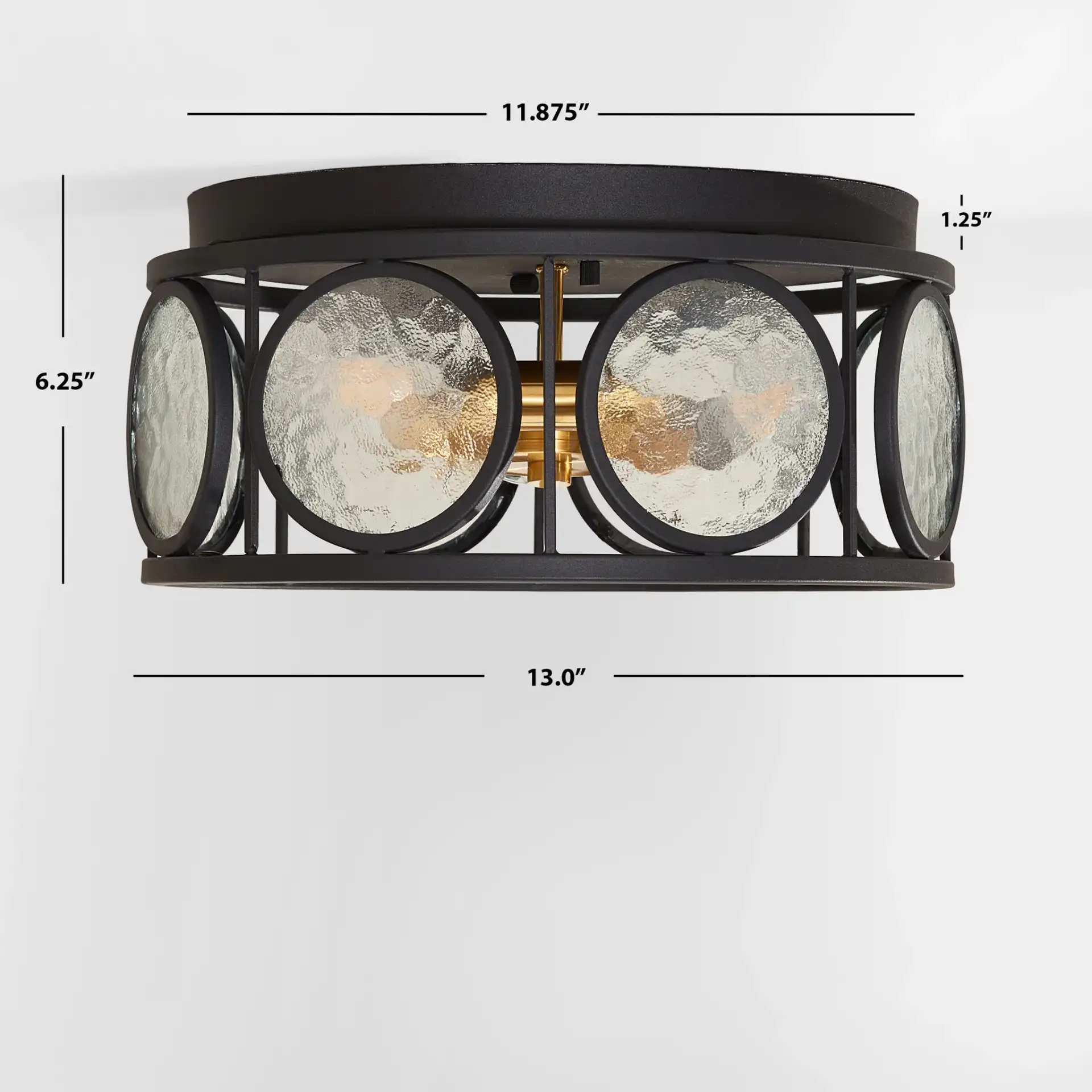 Ander Three-Light Flush Mount in Black, detail view