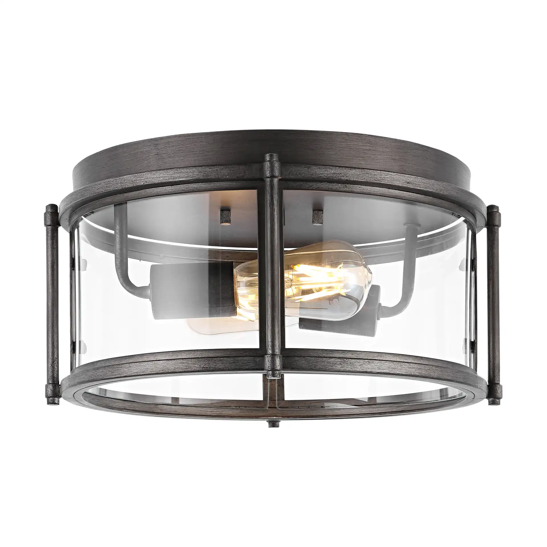 Tiller Two-Light Flush Mount in Antique Silver