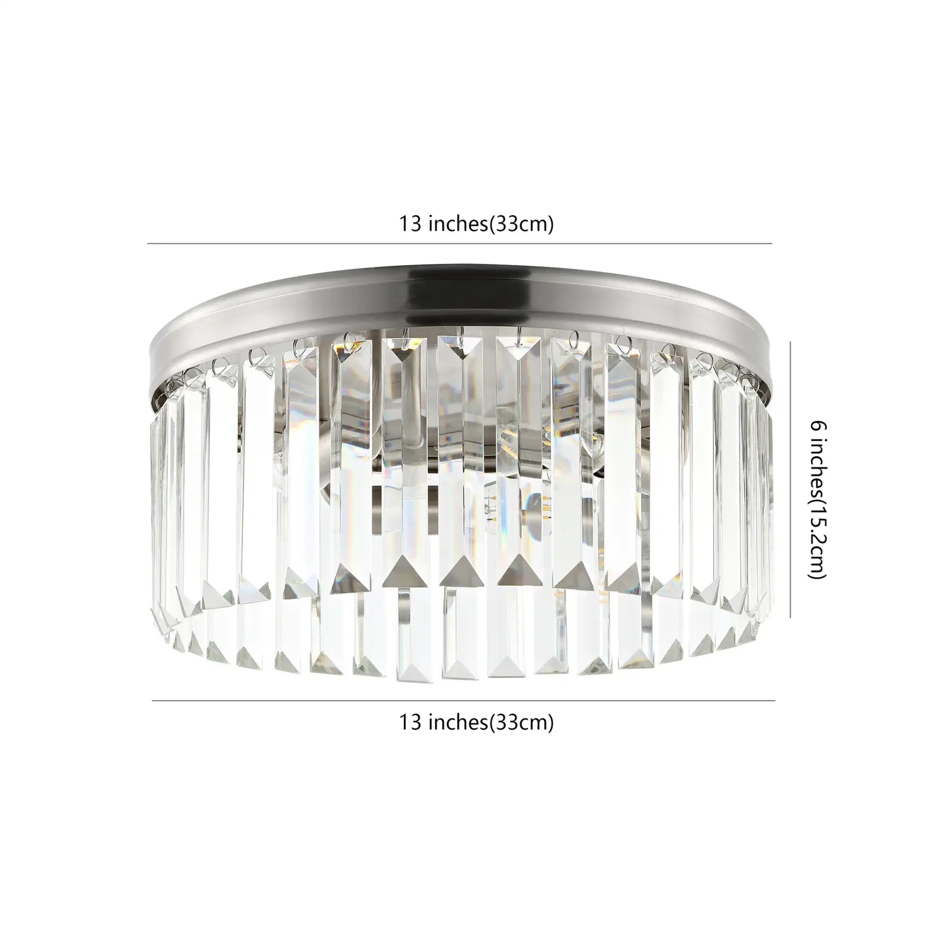 Ruslen Three-Light Flush Mount in Nickel, detail view