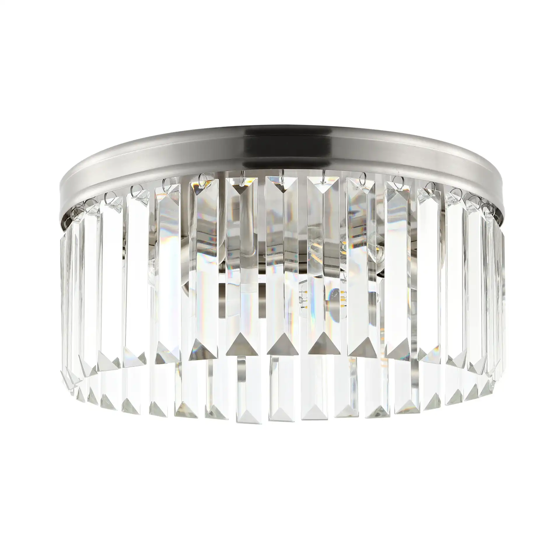 Ruslen Three-Light Flush Mount in Nickel, detail view