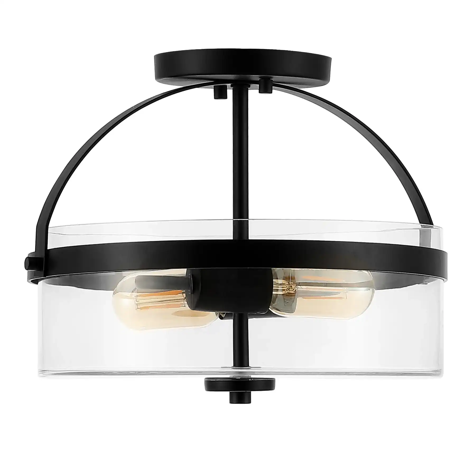 Nensor Two-Light Flush Mount in Black / Clear, detail view