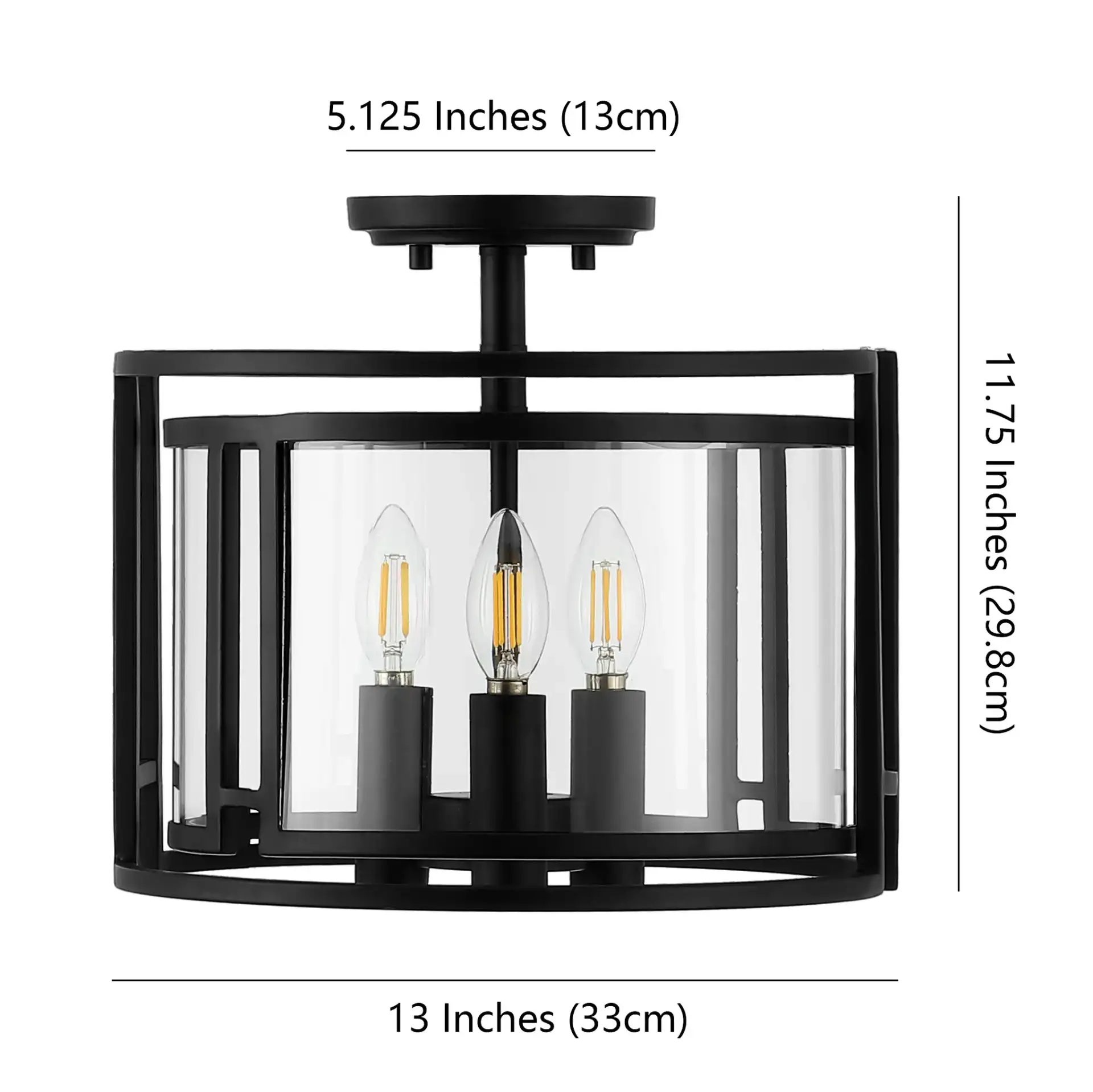 Yarlin Three-Light Flush Mount in Bronze / Clear, detail view