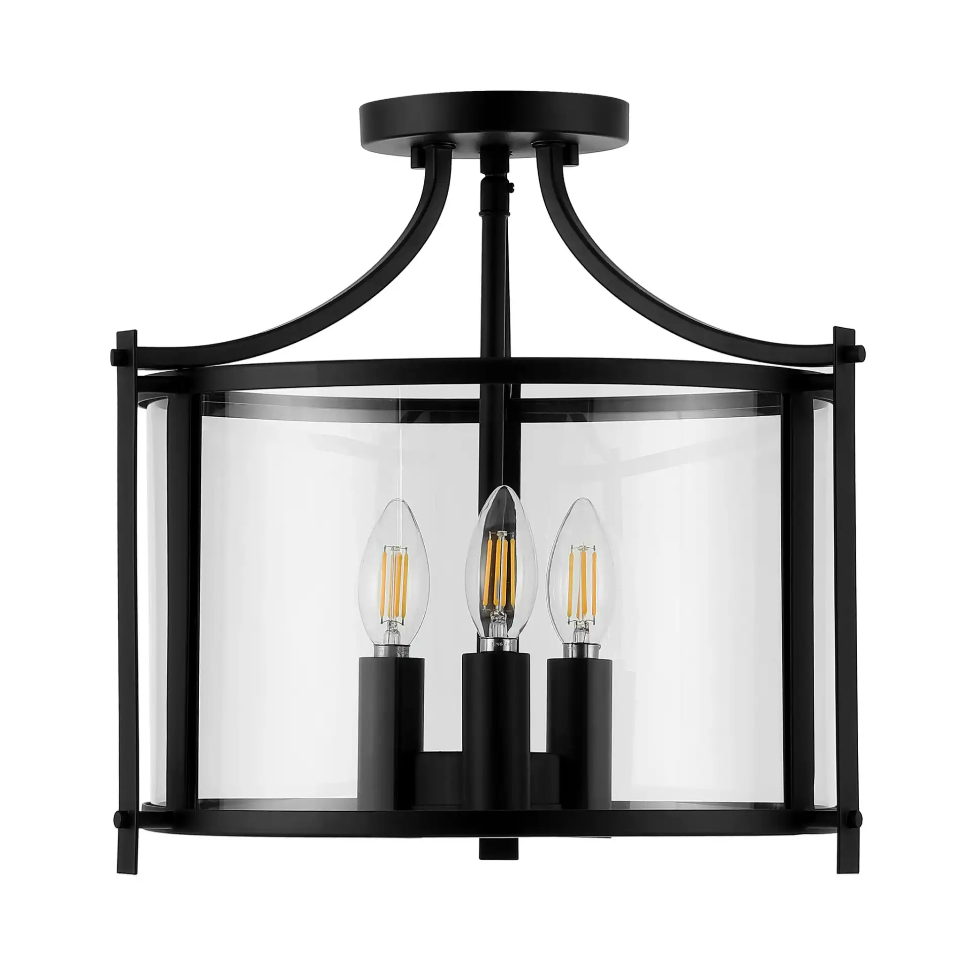 Grenten Three-Light Pendant in Bronze / Clear, detail view
