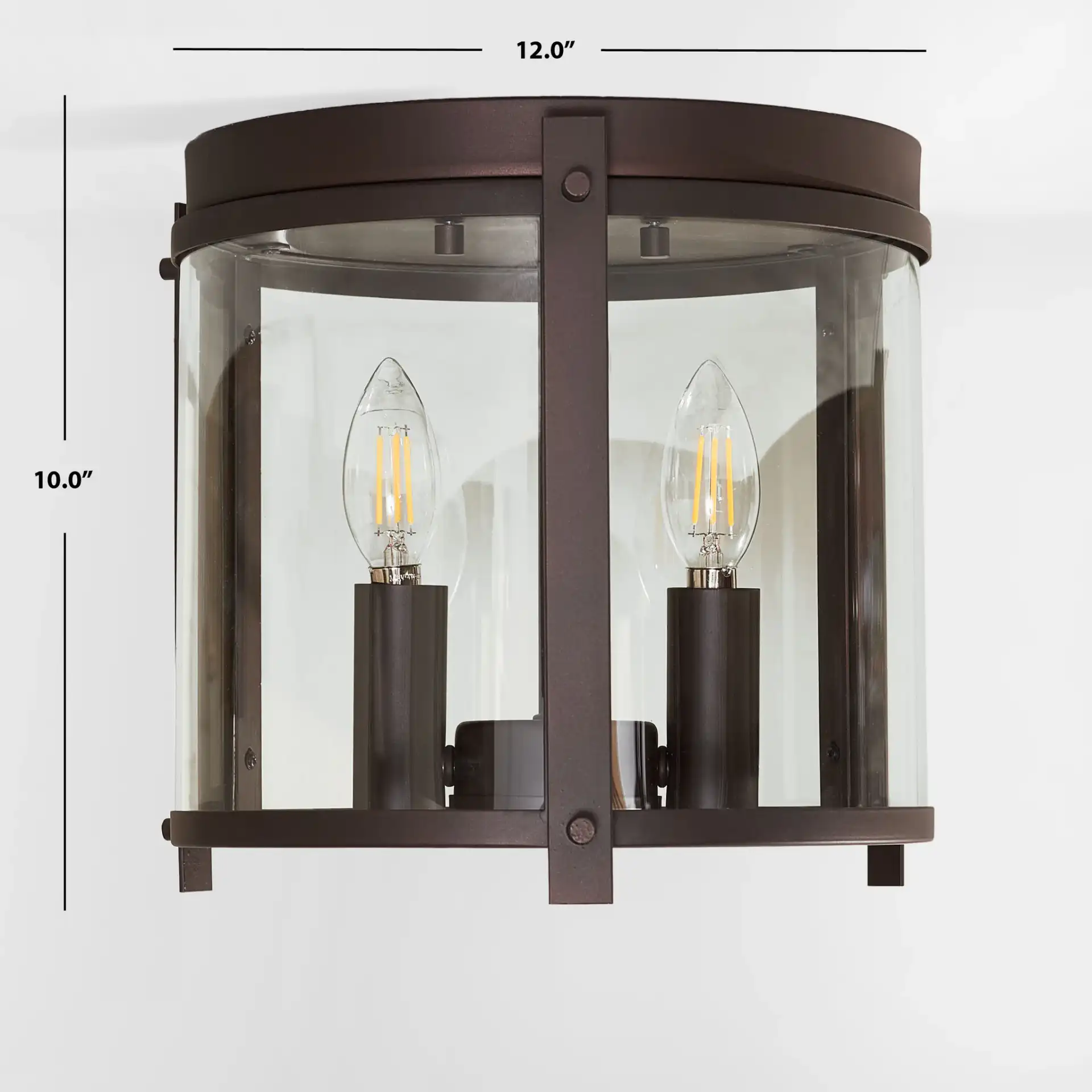 Binsor Three-Light Pendant in Bronze / Clear, detail view