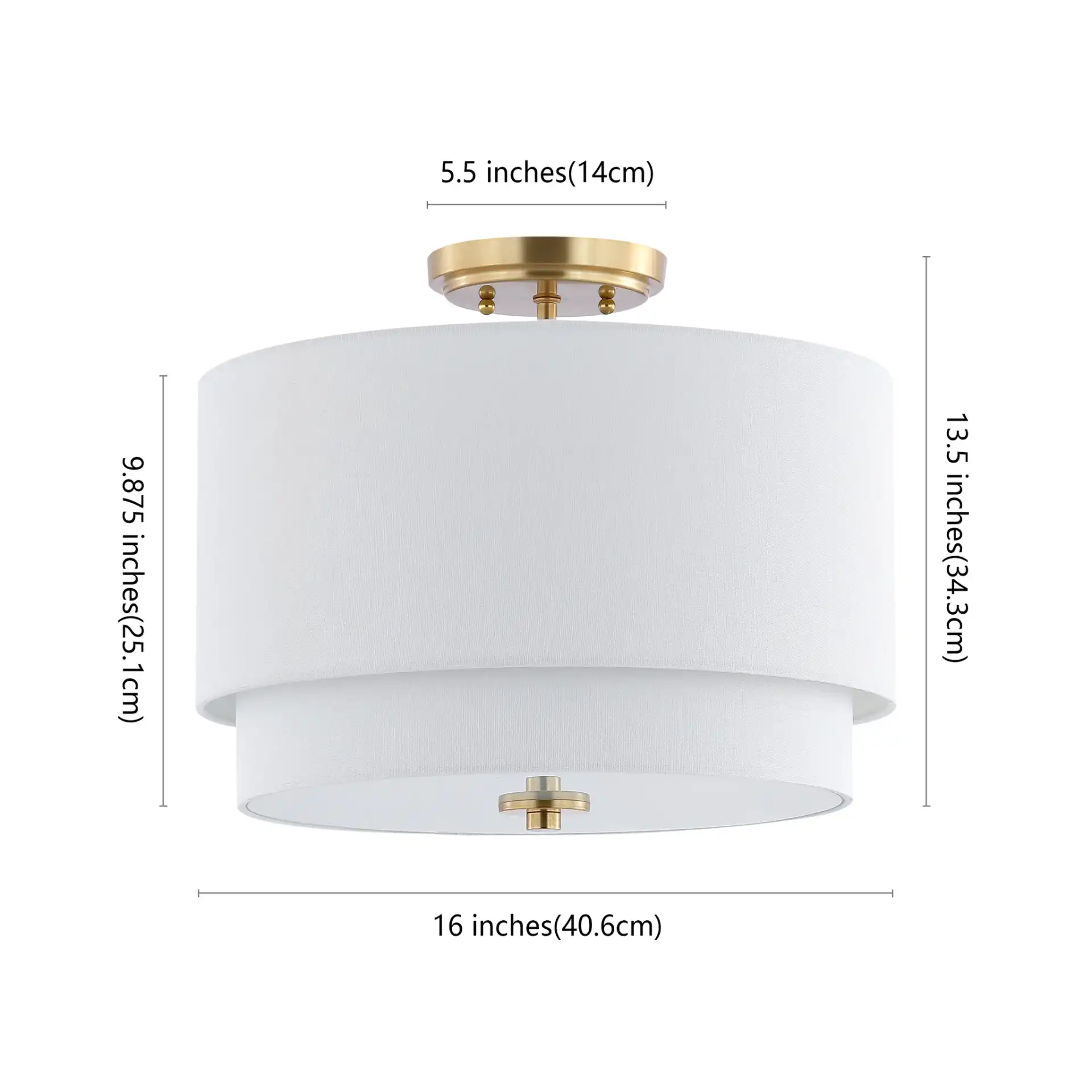 Laconia Three-Light Flush Mount in White / Gold, detail view