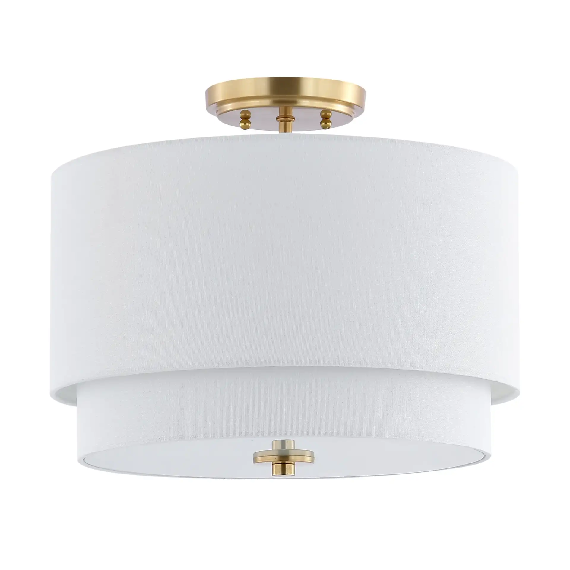 Laconia Three-Light Flush Mount in White / Gold, detail view