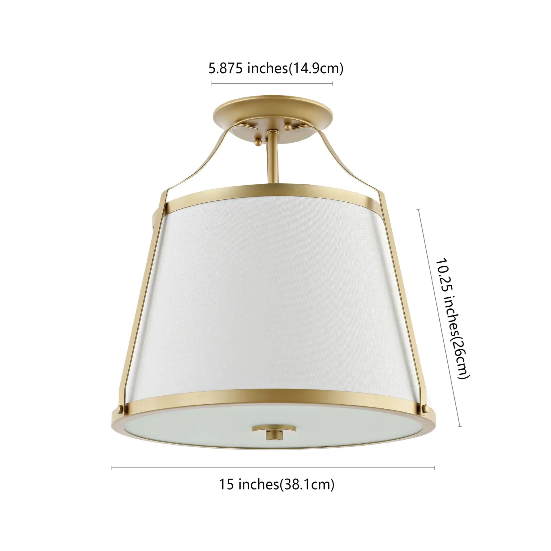 Lanis Three-Light Flush Mount in Gold, detail view