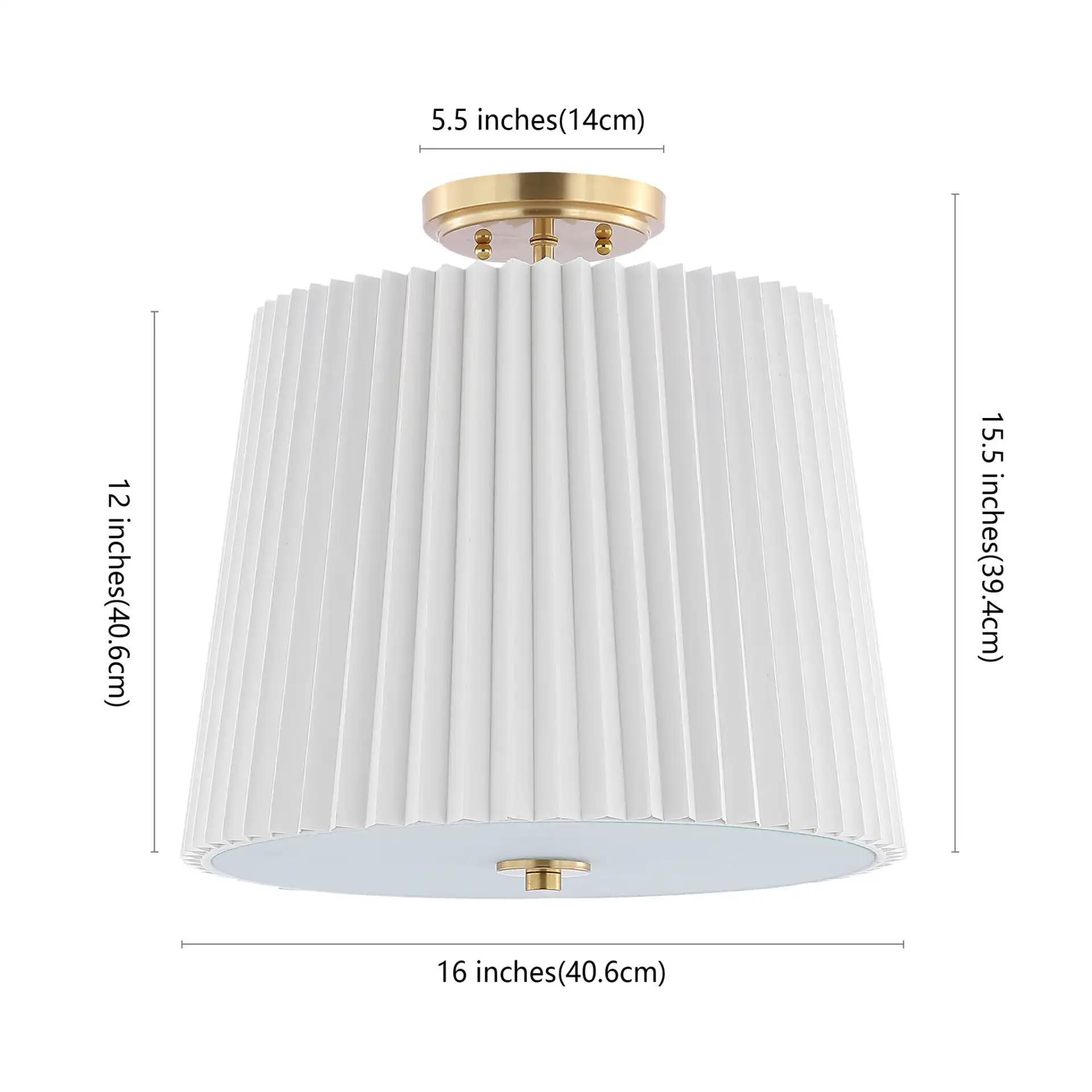 Madio Three-Light Flush Mount in White / Gold, detail view