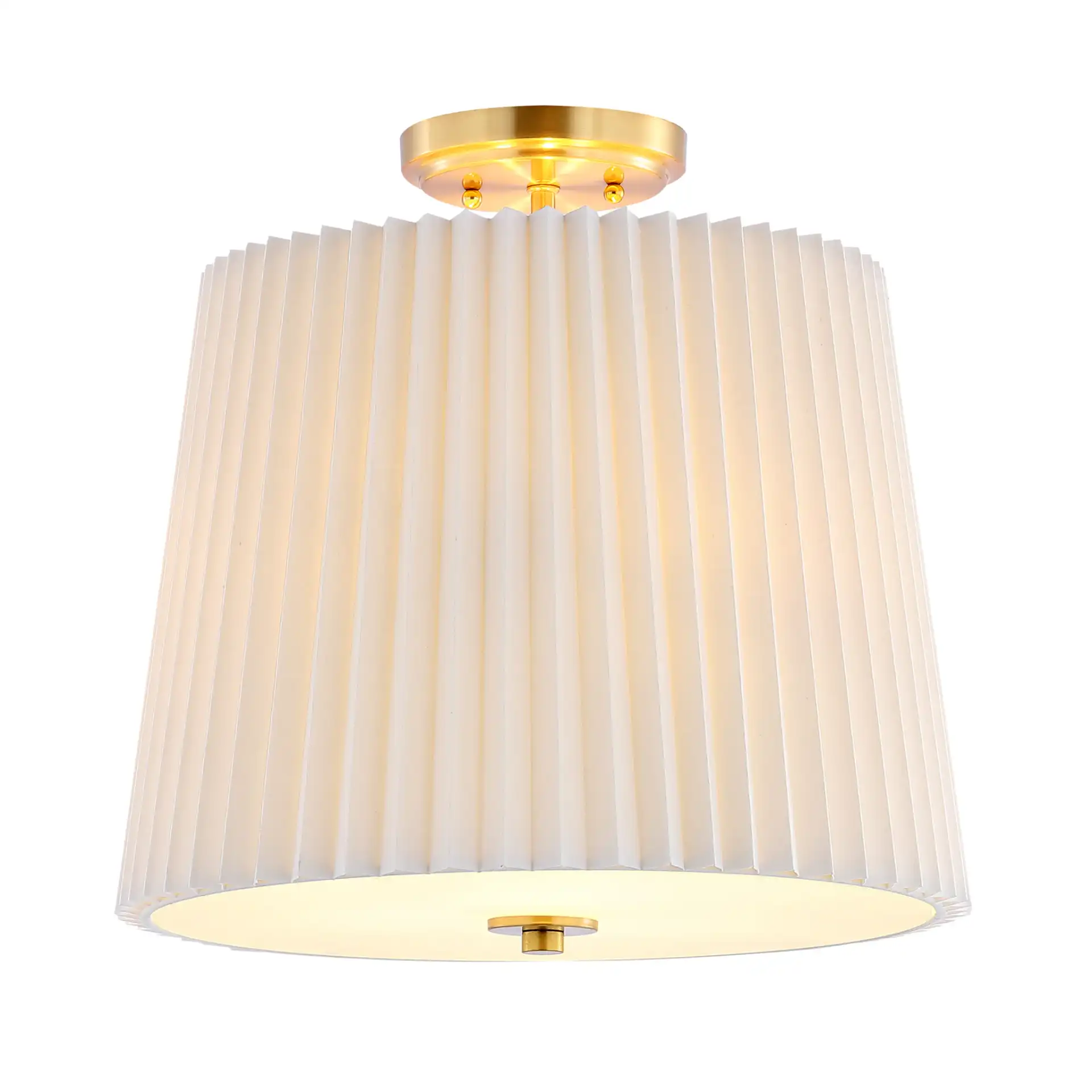 Madio Three-Light Flush Mount in White / Gold