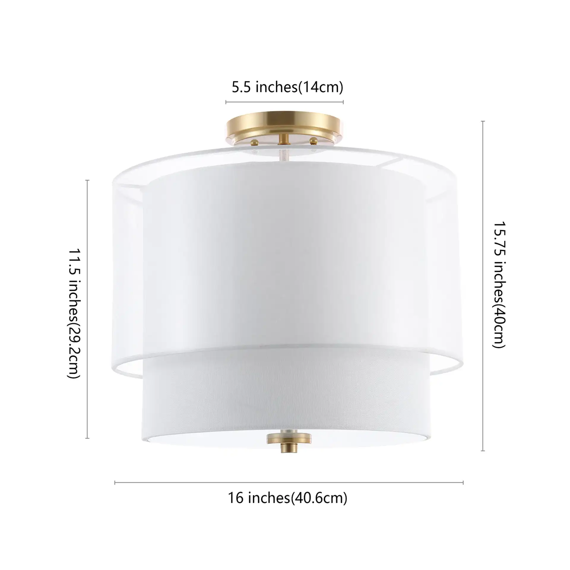 Namida Flush Mount in White / Gold, detail view