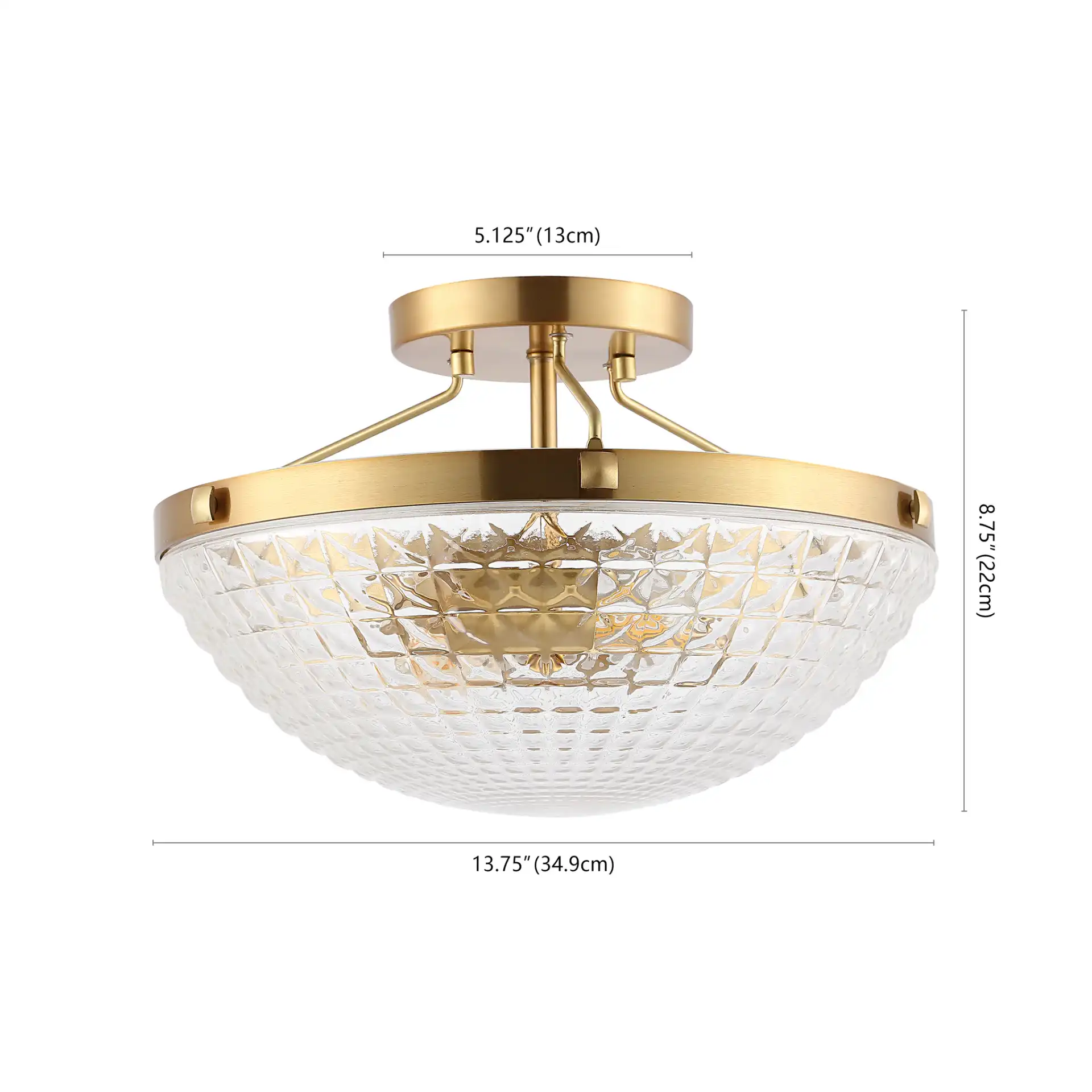 Nienna Two-Light Flush Mount in Clear / Gold, detail view