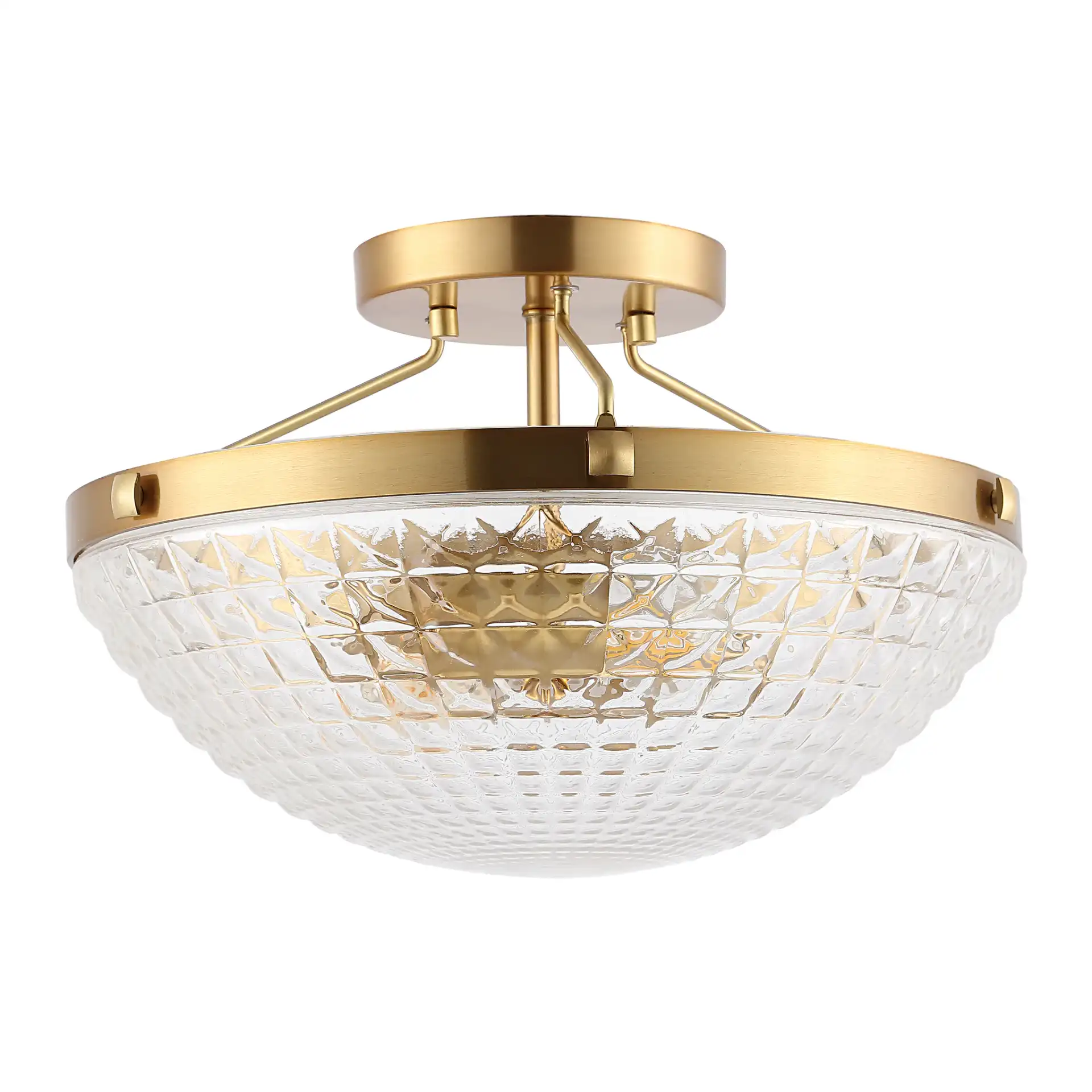 Nienna Two-Light Flush Mount in Clear / Gold, detail view