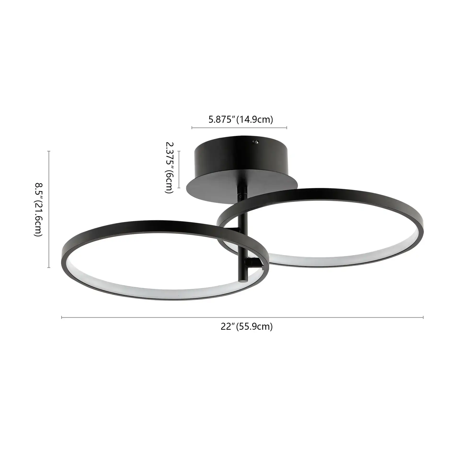 Reyah Led Flush Mount in Matte Black, detail view