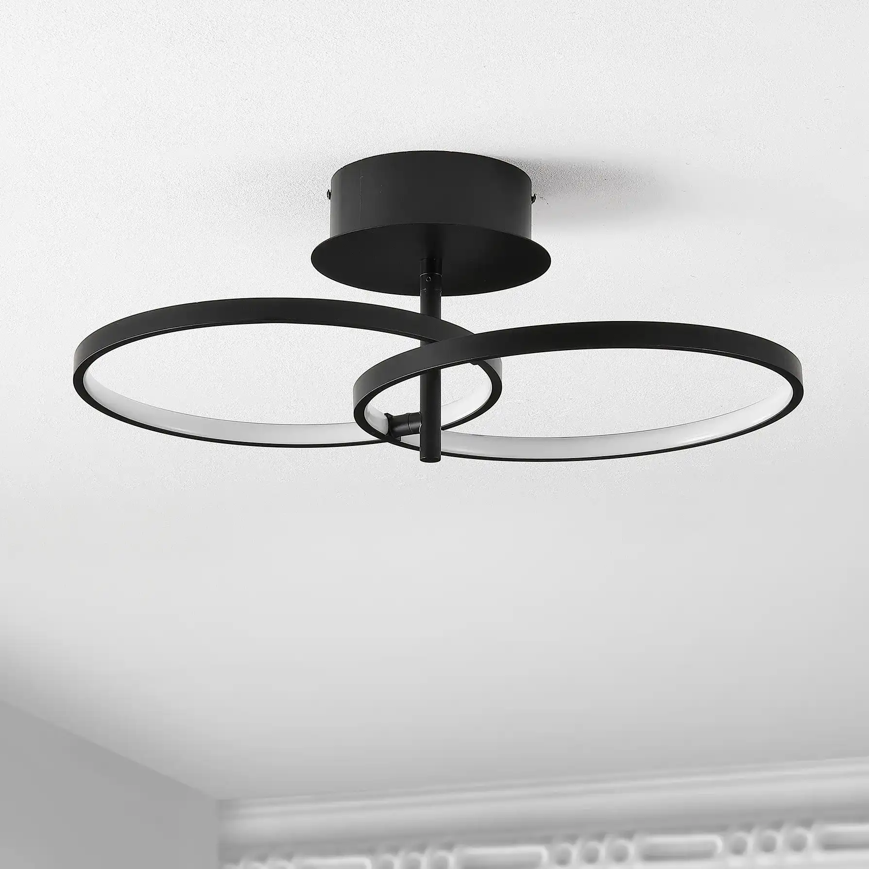 Reyah Led Flush Mount in Matte Black, detail view