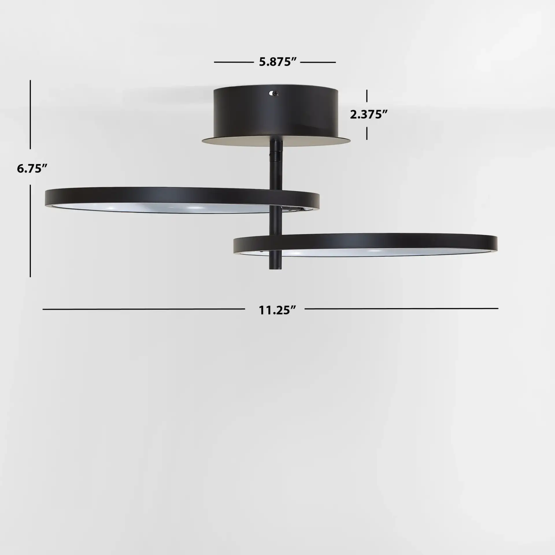 Reyah Led Flush Mount in Matte Black, detail view