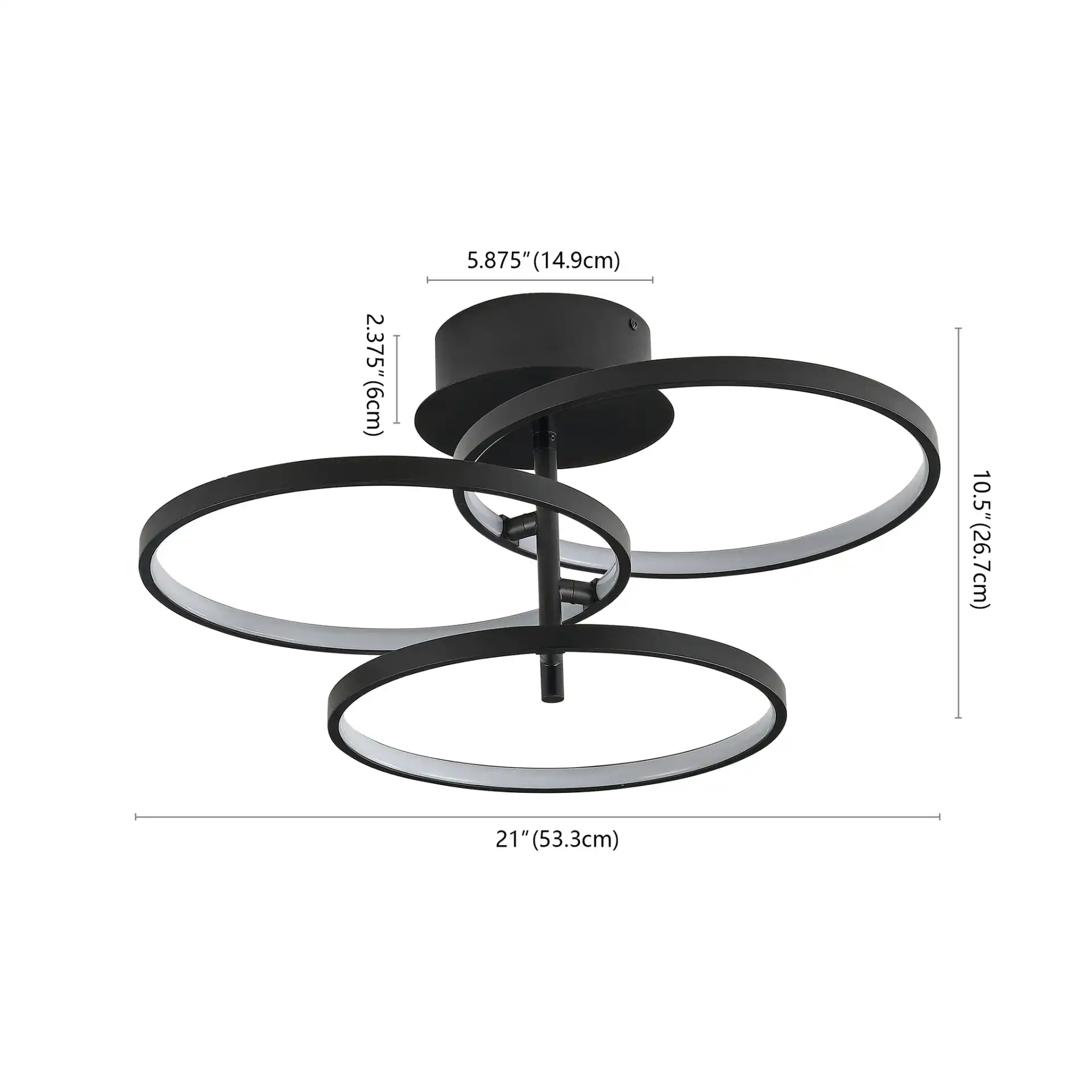 Saretta Led Flush Mount in Matte Black, detail view