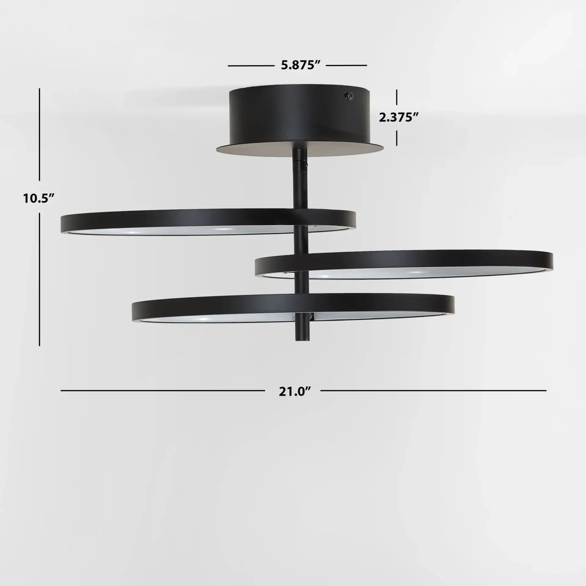 Saretta Led Flush Mount in Matte Black, detail view