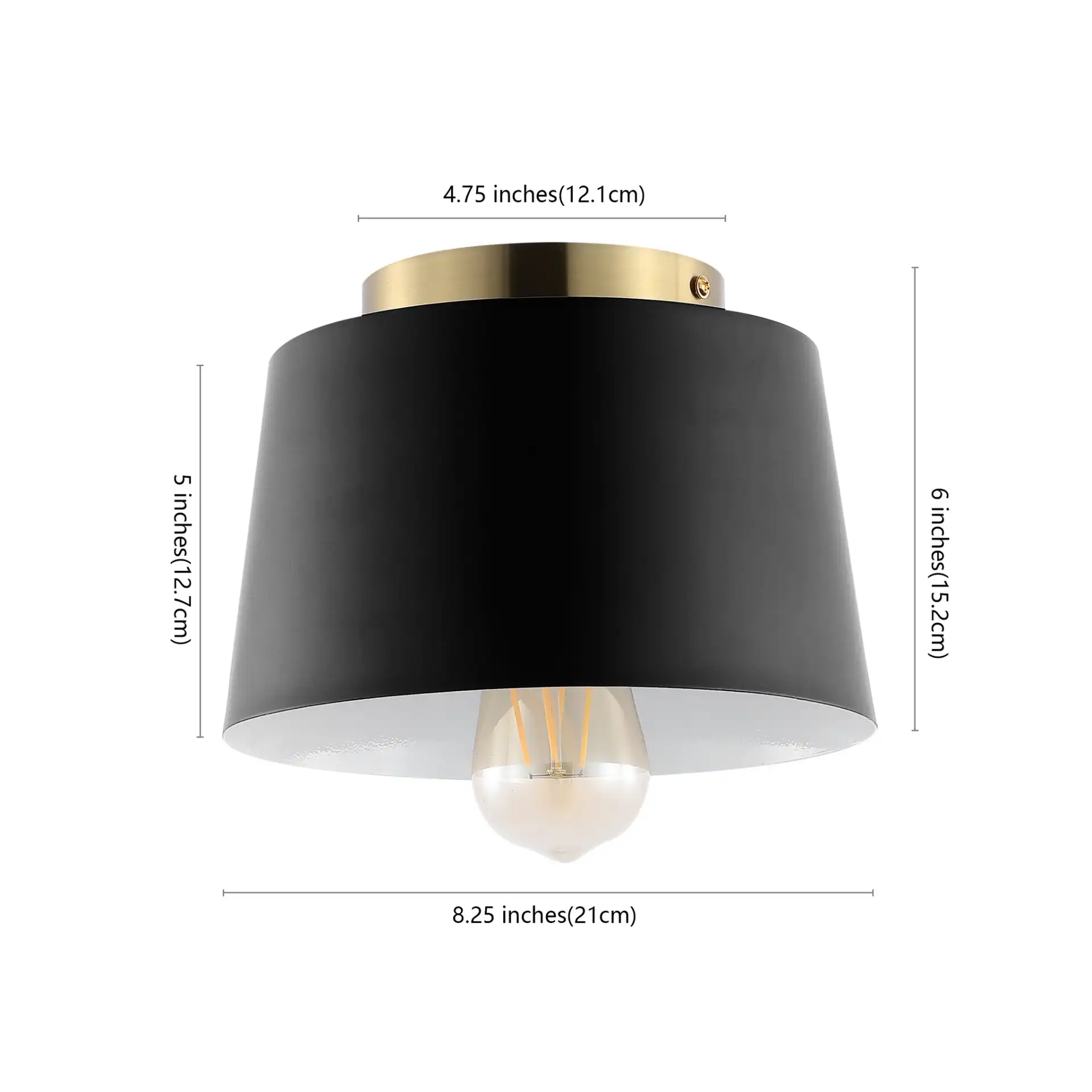 Parkes Flush Mount in Black / Brass, detail view