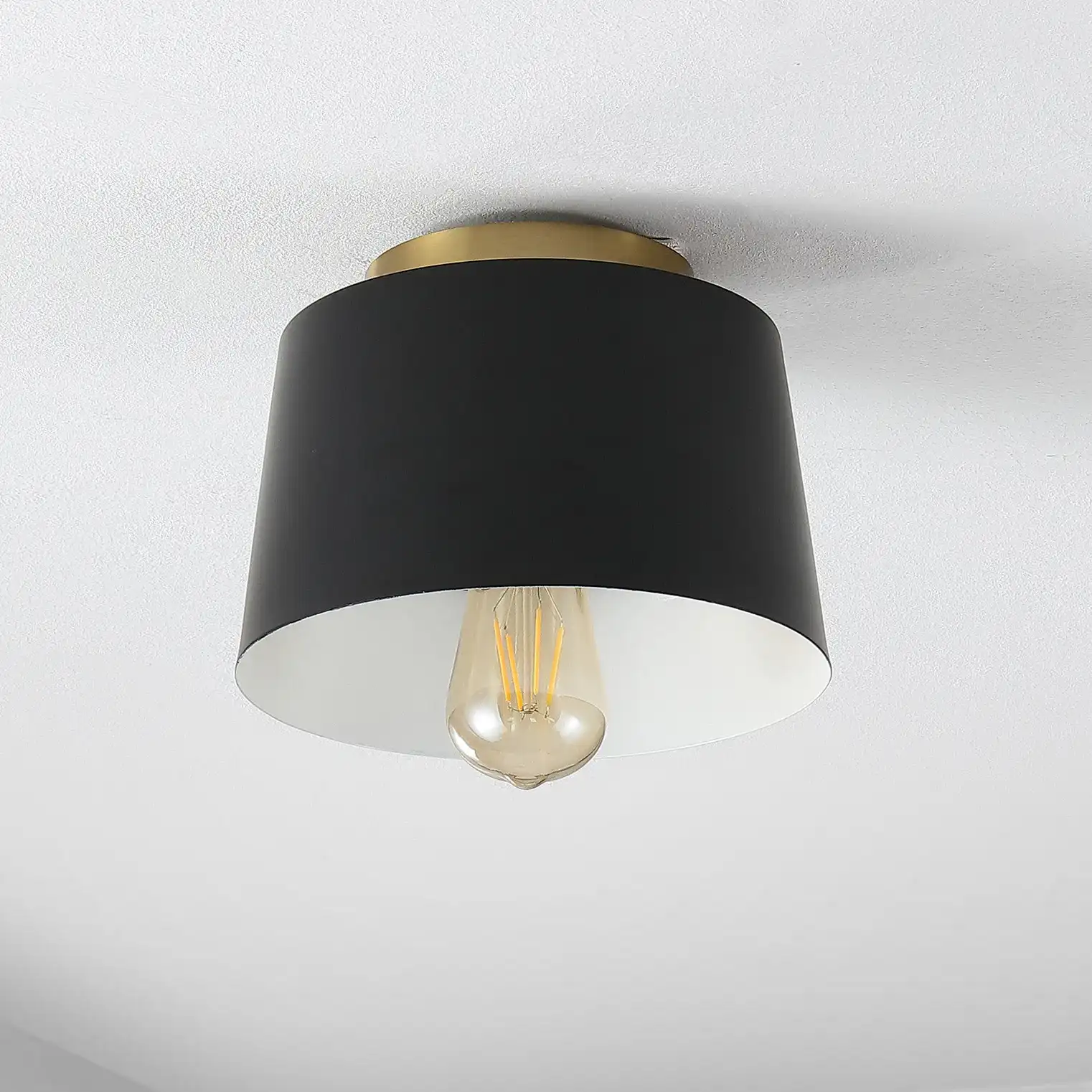 Parkes Flush Mount in Black / Brass, detail view