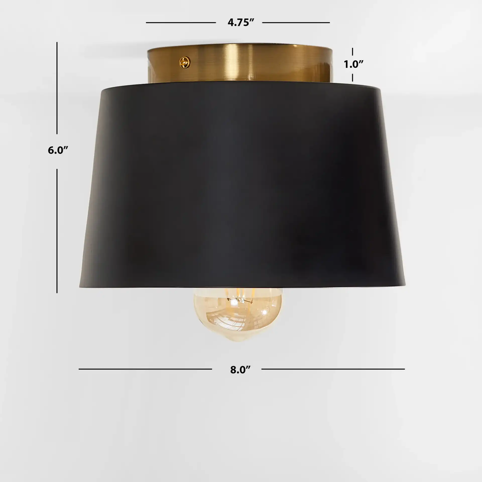 Parkes Flush Mount in Black / Brass, detail view