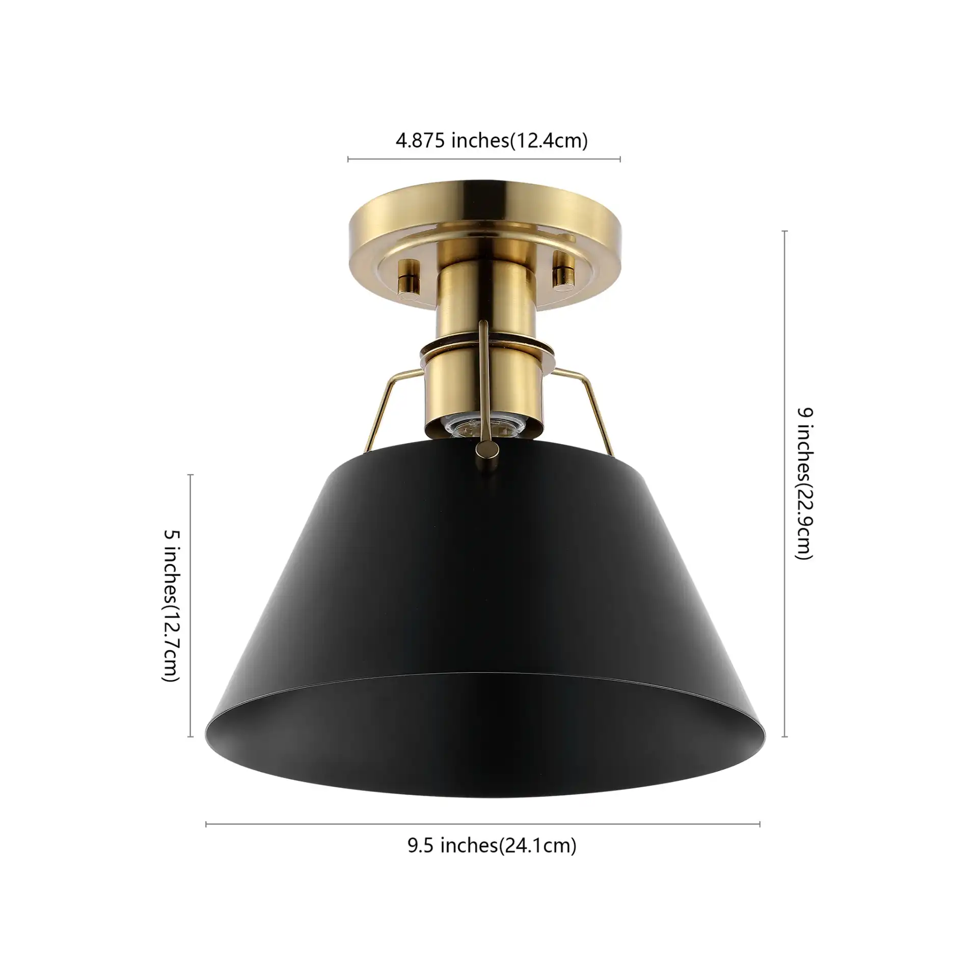 Mazelle Flush Mount in Black / Brass, detail view