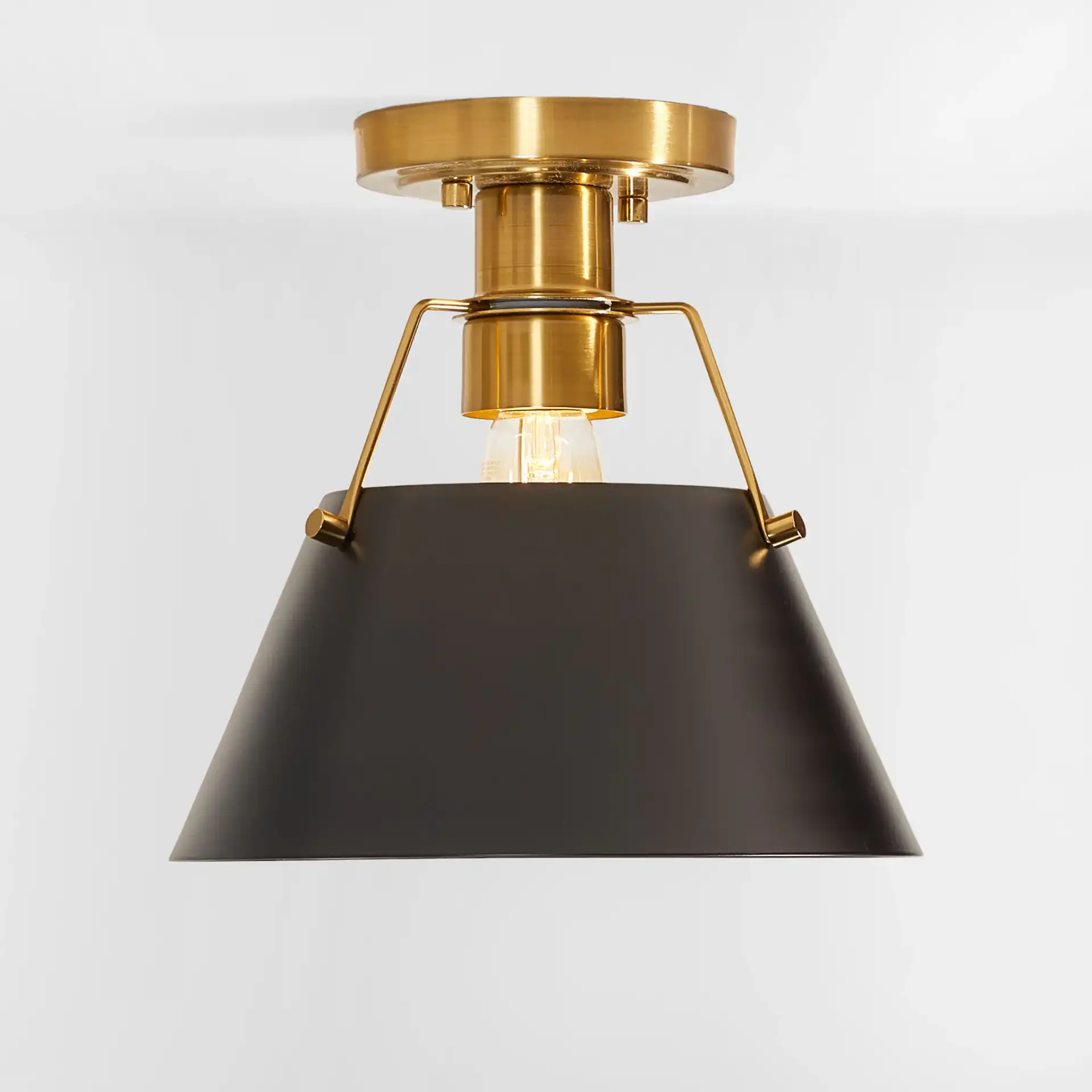 Mazelle Flush Mount in Black / Brass, detail view