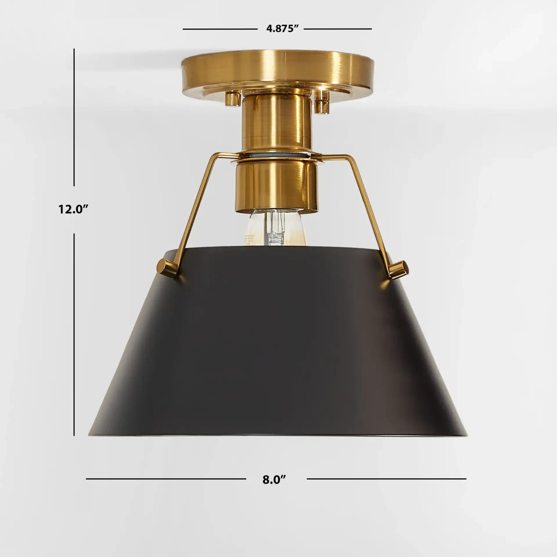 Mazelle Flush Mount in Black / Brass, detail view