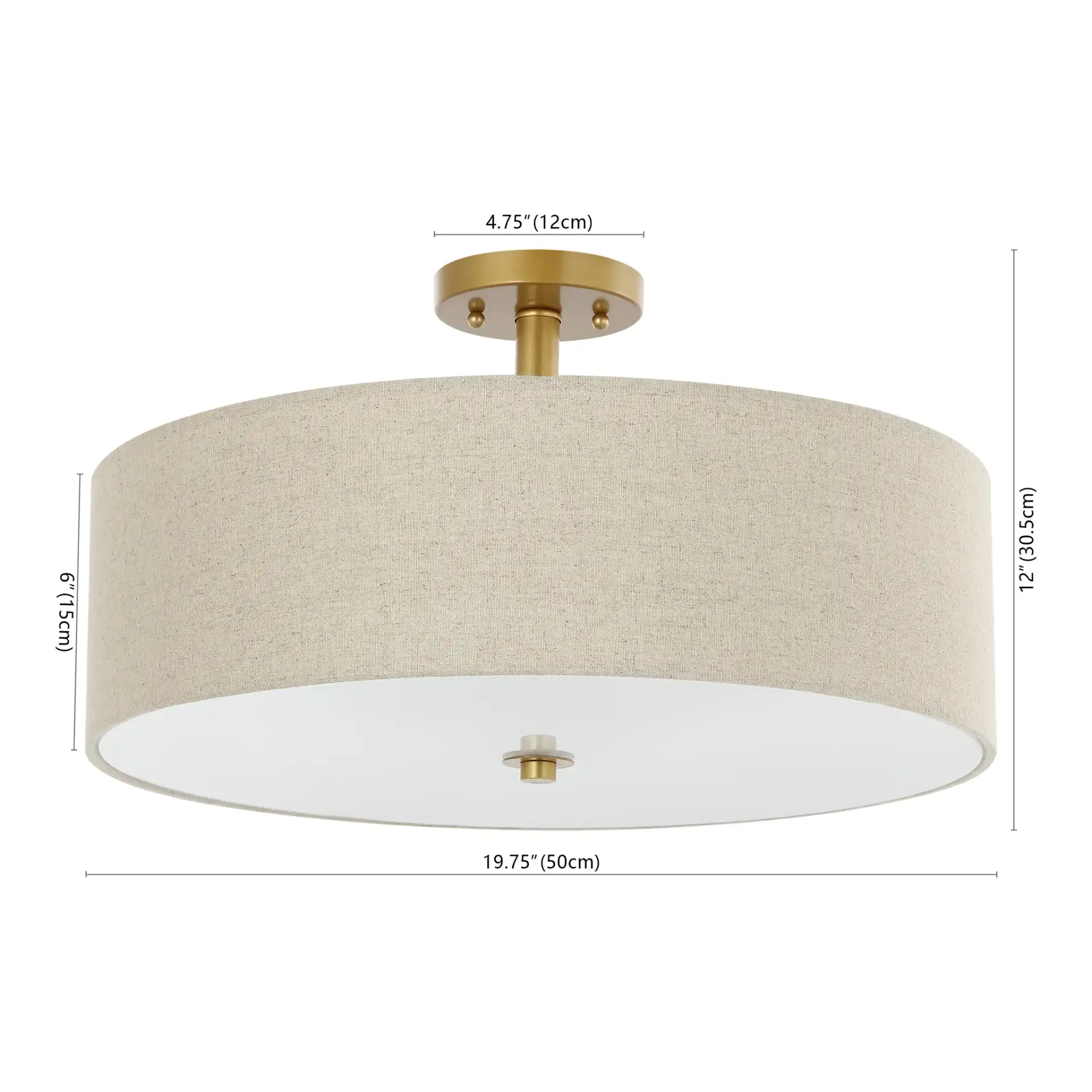 Jolana Three-Light Flush Mount in Oatmeal / Gold, detail view
