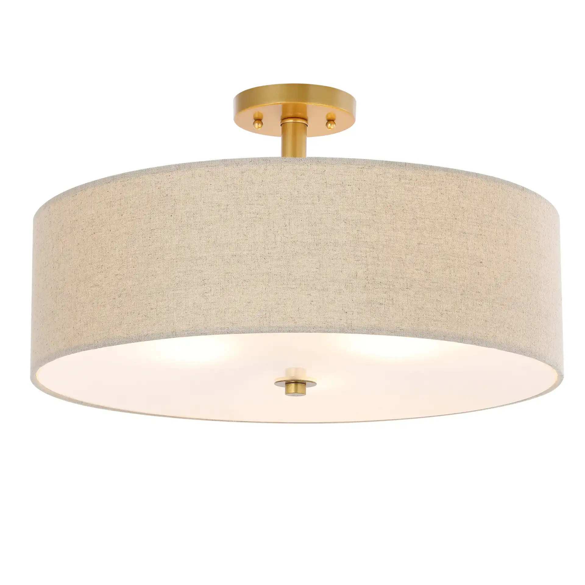 Jolana Three-Light Flush Mount in Oatmeal / Gold