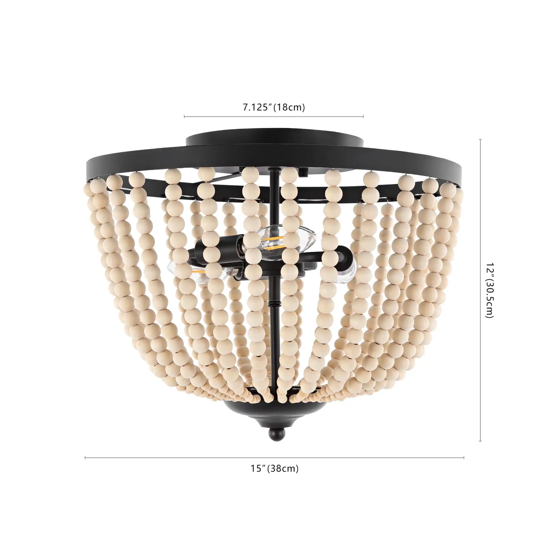 Hamlin Three-Light Flush Mount in Bronze / Natural, detail view