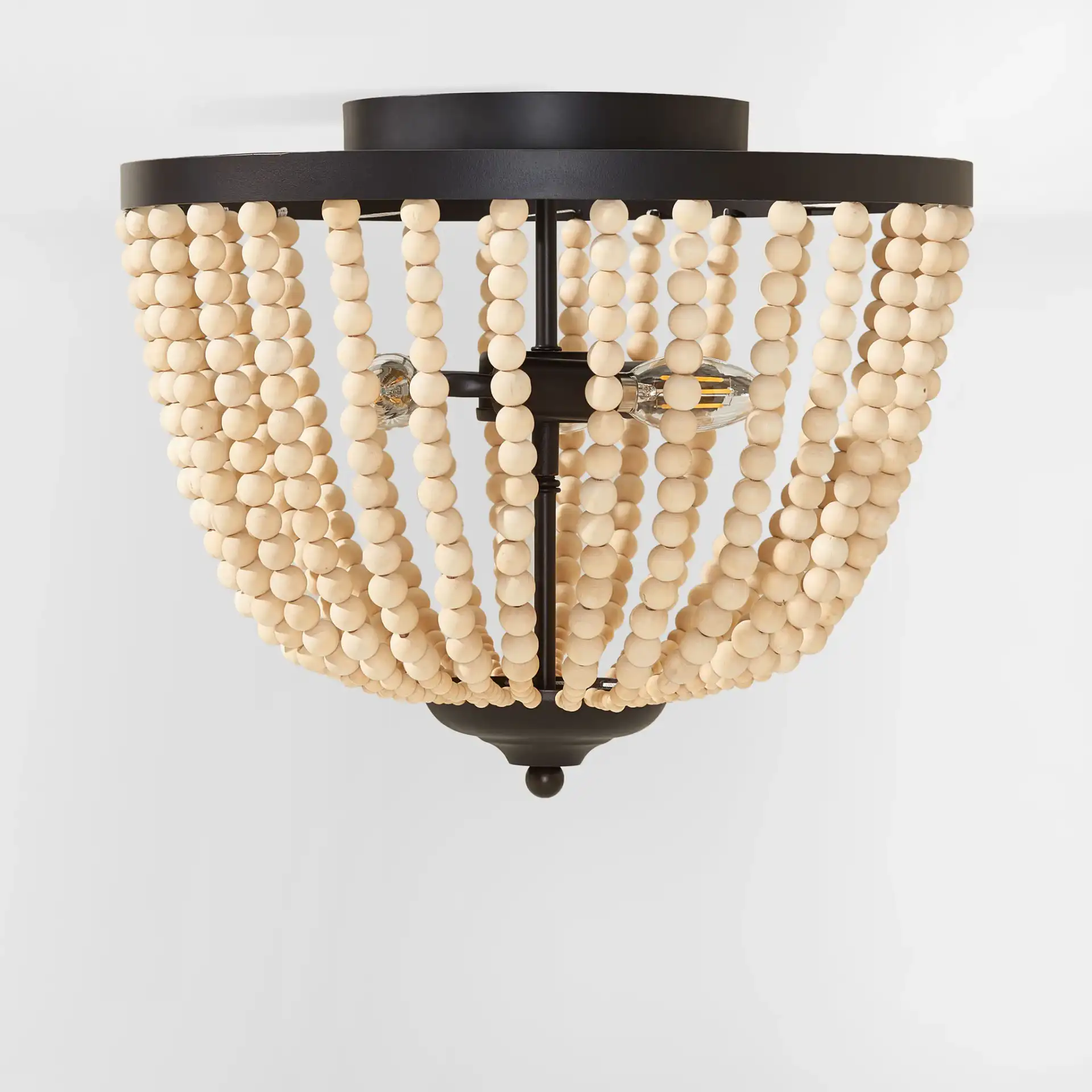 Hamlin Three-Light Flush Mount in Bronze / Natural, detail view