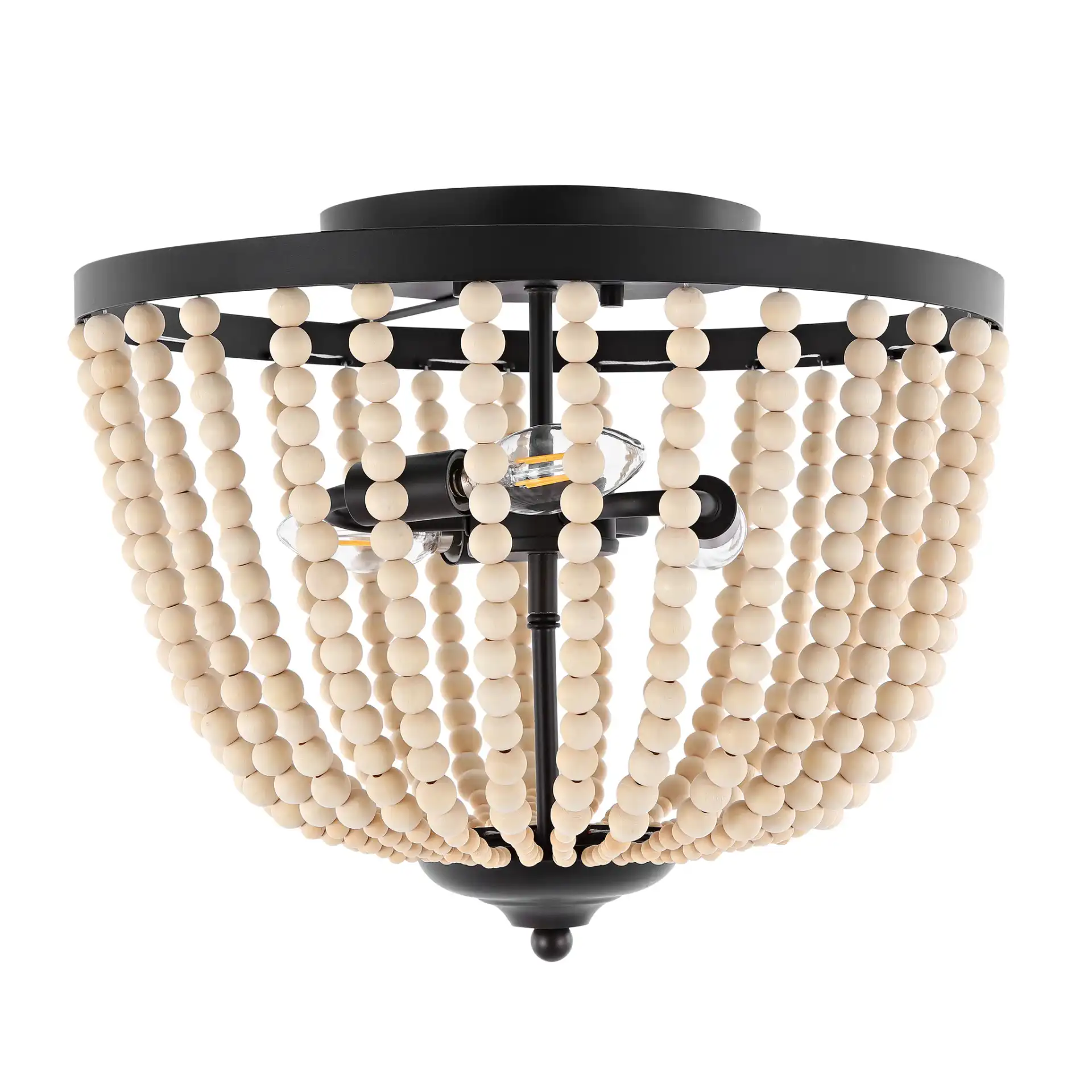 Hamlin Three-Light Flush Mount in Bronze / Natural, detail view