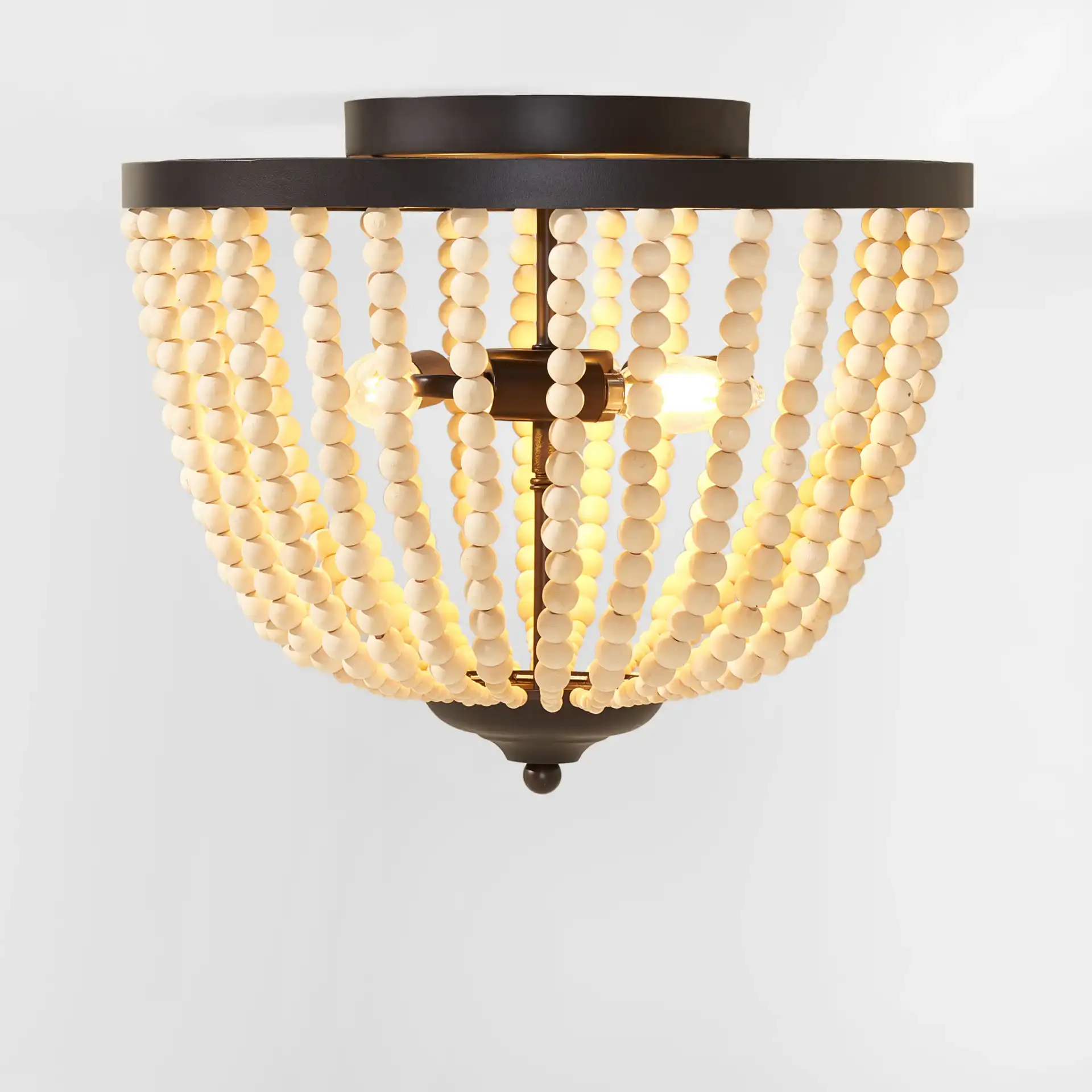 Hamlin Three-Light Flush Mount in Bronze / Natural, detail view