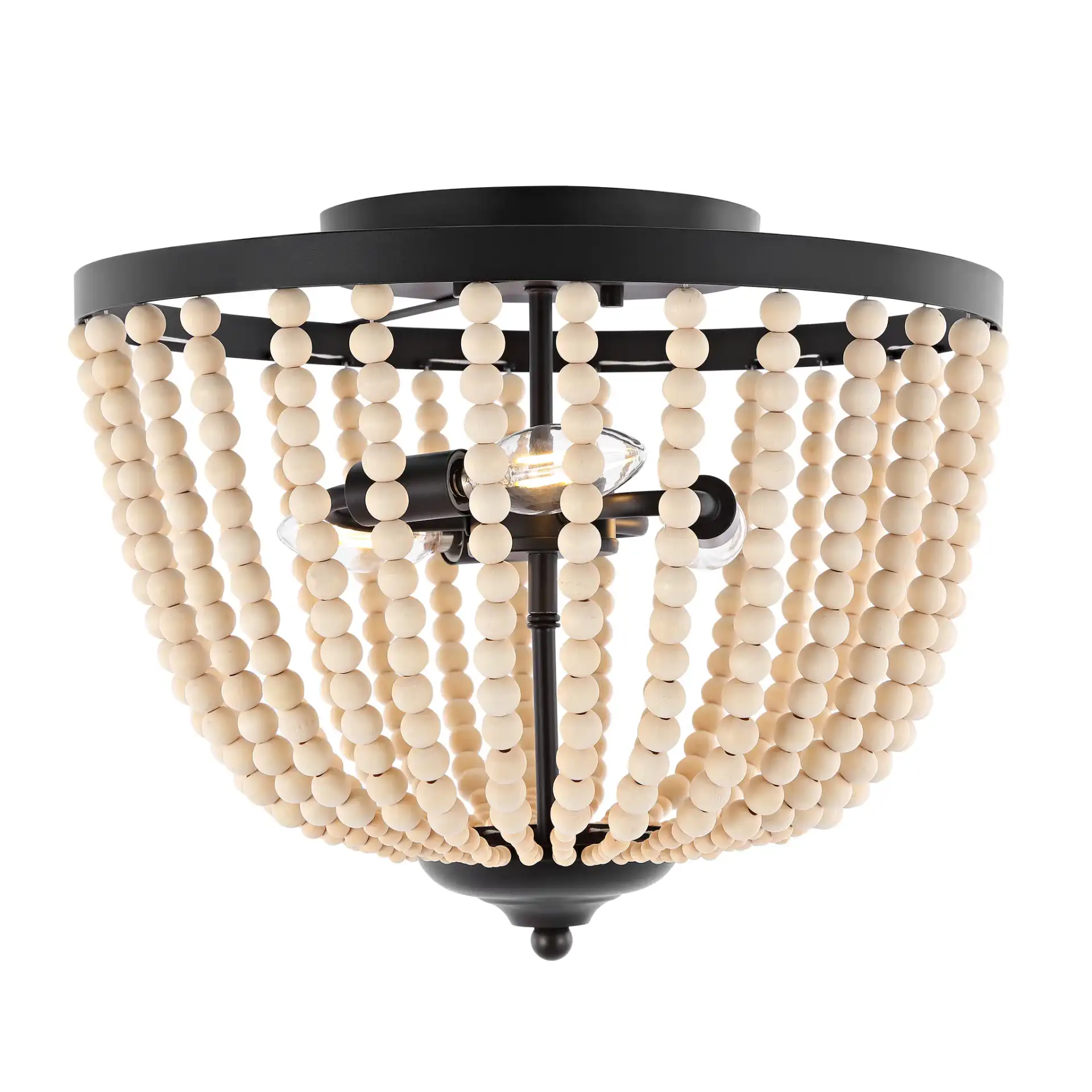 Hamlin Three-Light Flush Mount in Bronze / Natural
