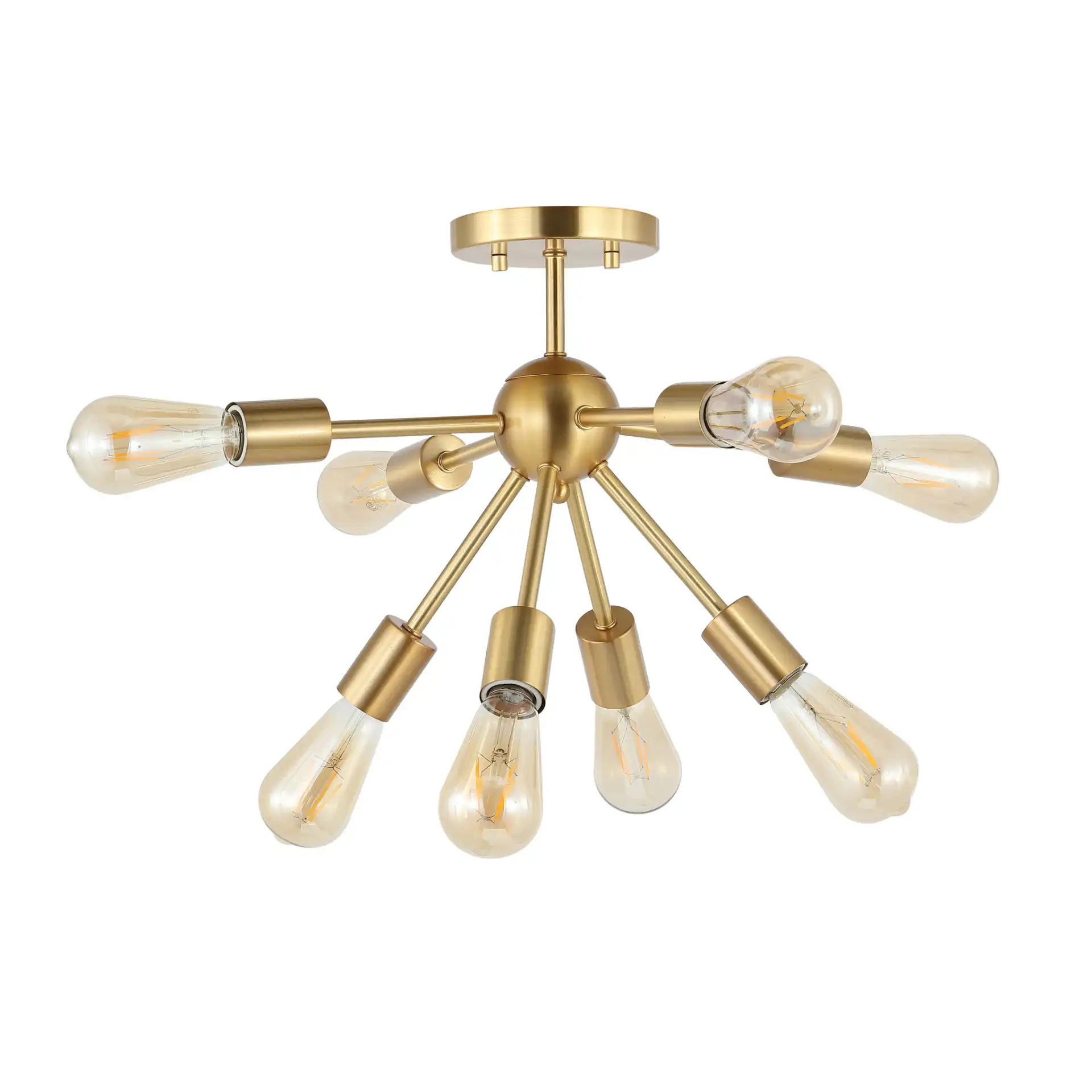 Gannet Eight-Light Flush Mount in Brass, detail view