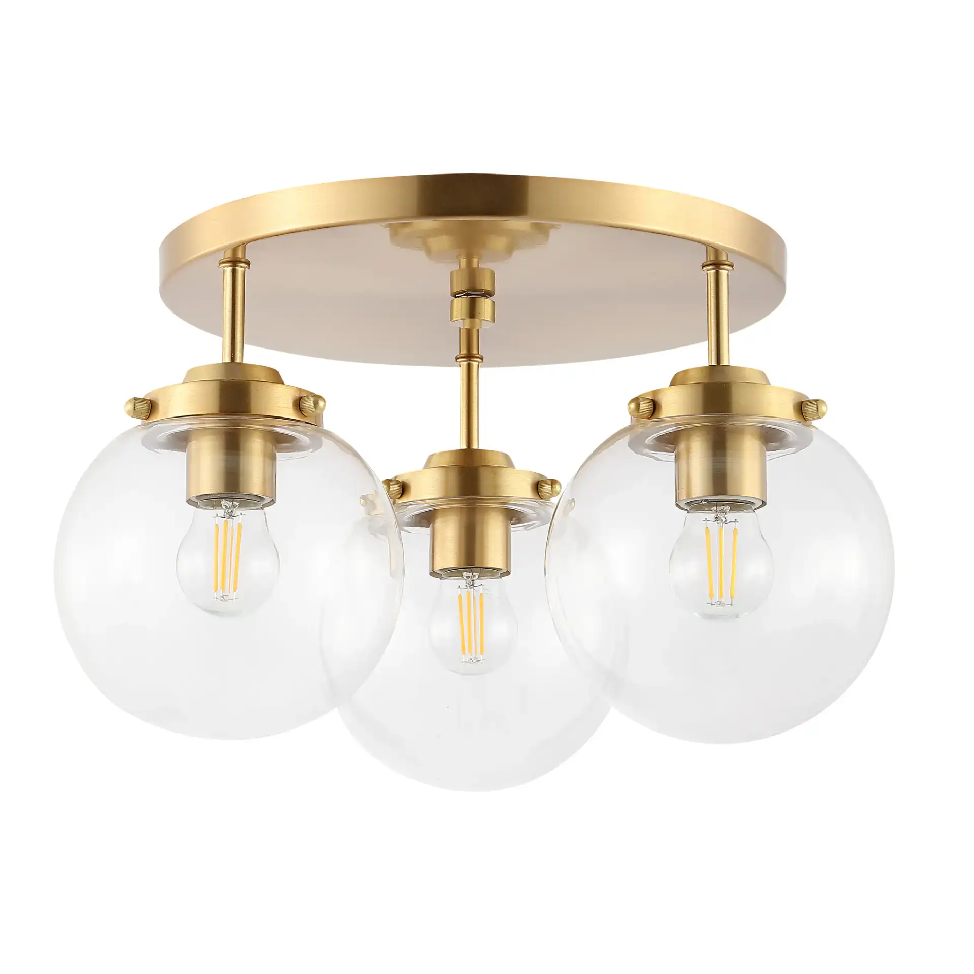 Ginesta Three-Light Flush Mount in Gold / Clear, detail view