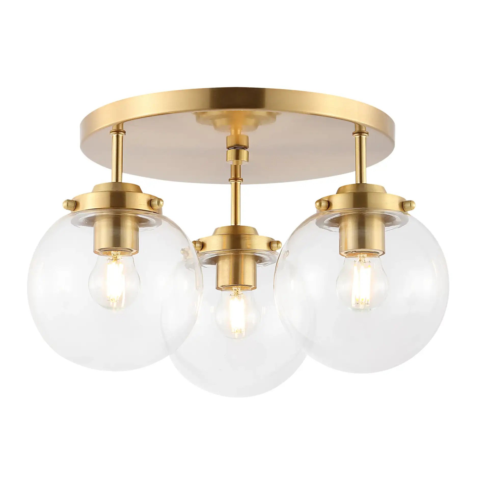 Ginesta Three-Light Flush Mount in Gold / Clear