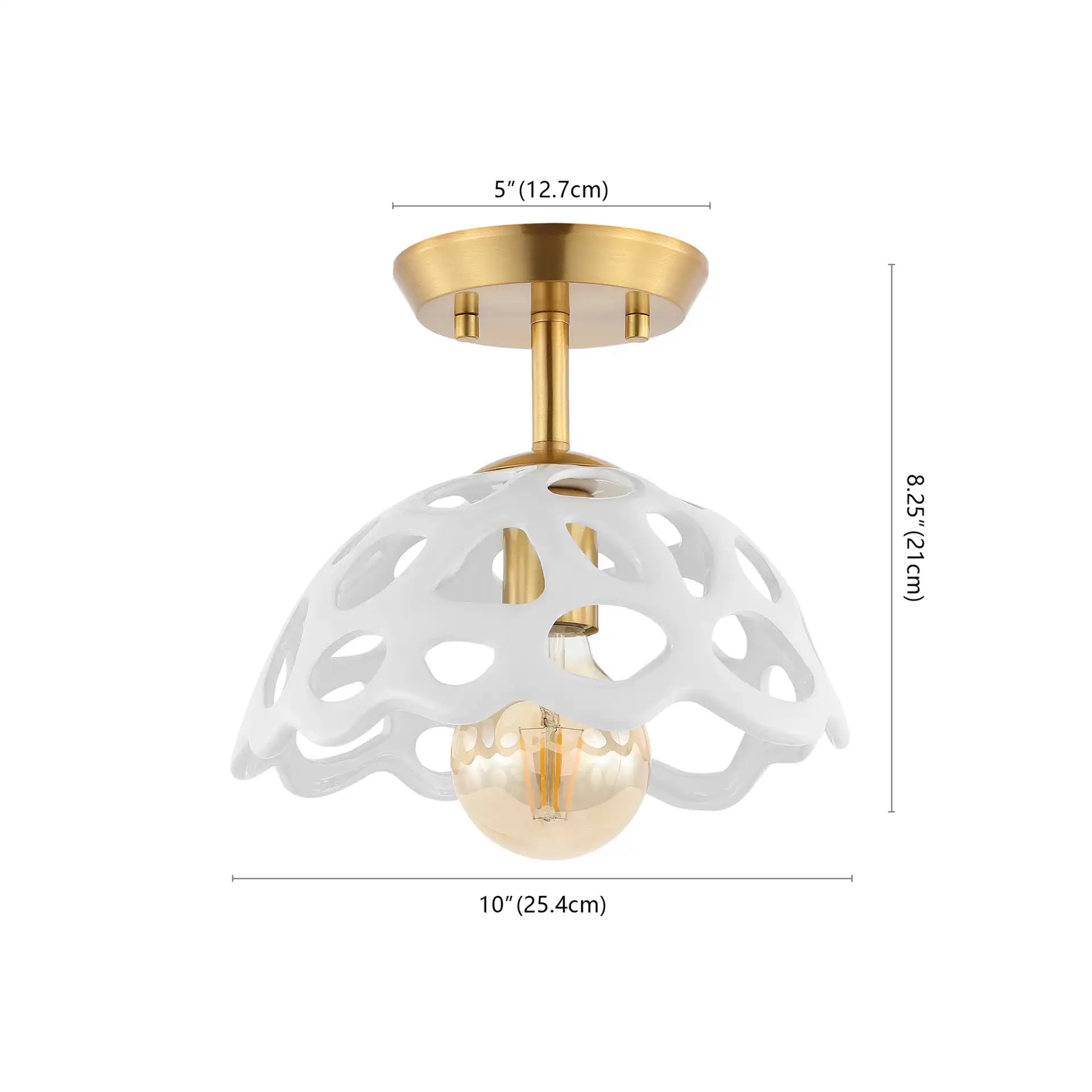 Eldrid Flush Mount in White / Gold, detail view