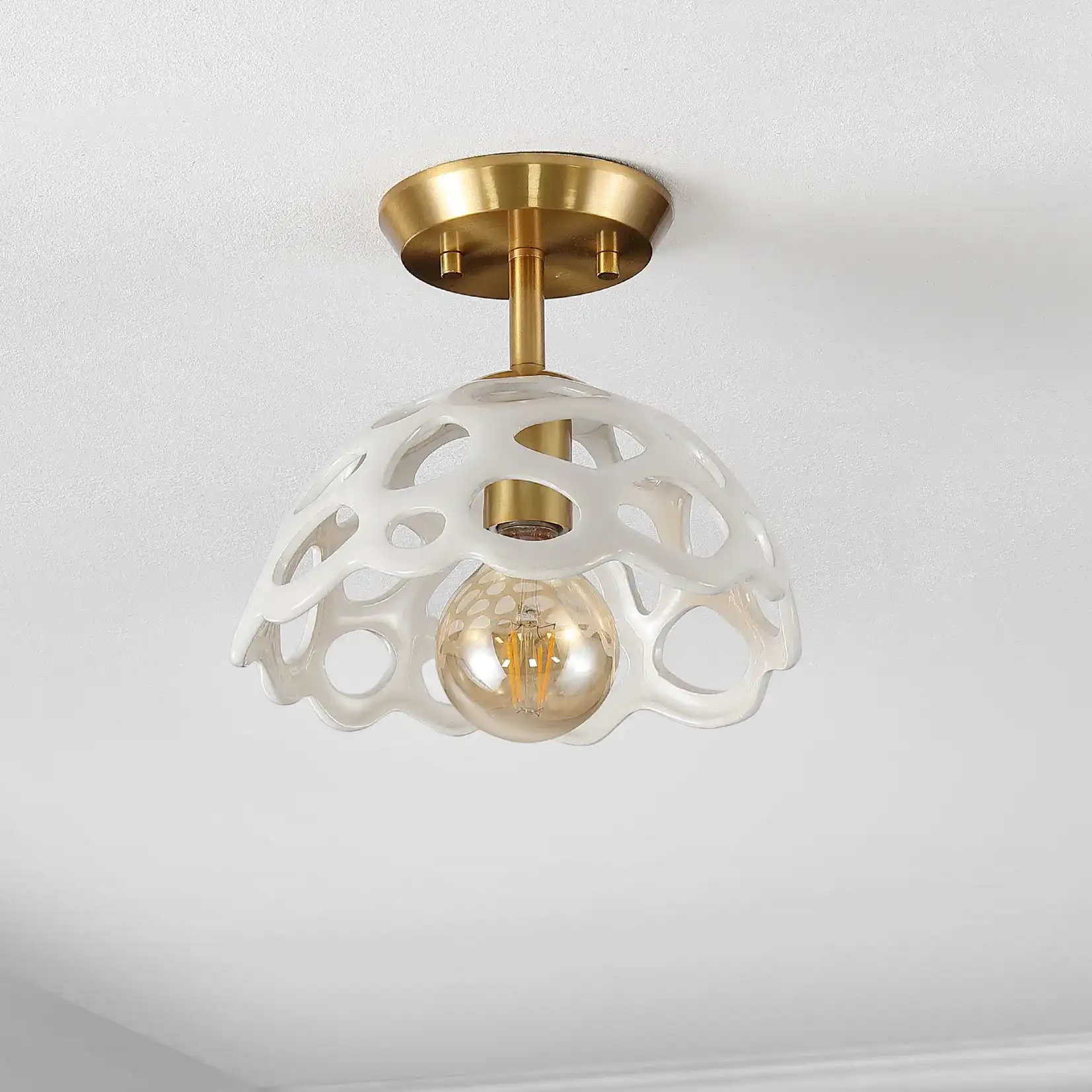 Eldrid Flush Mount in White / Gold, detail view