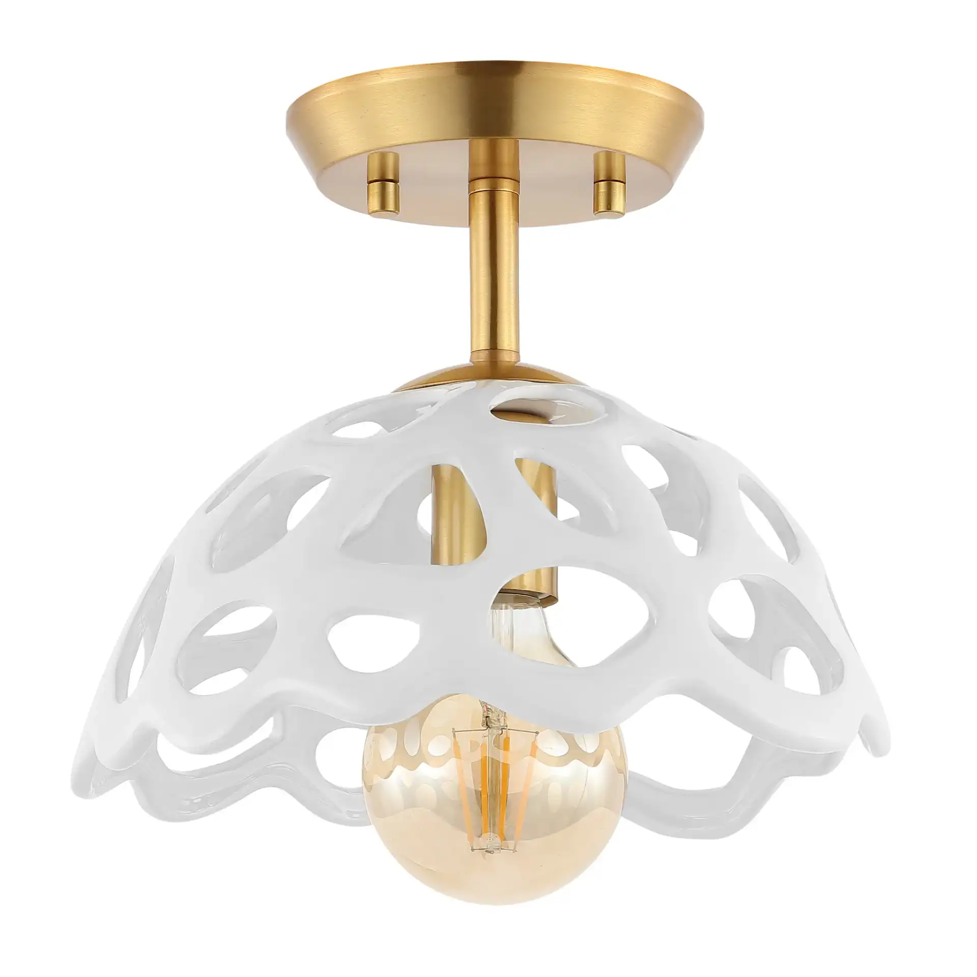 Eldrid Flush Mount in White / Gold, detail view