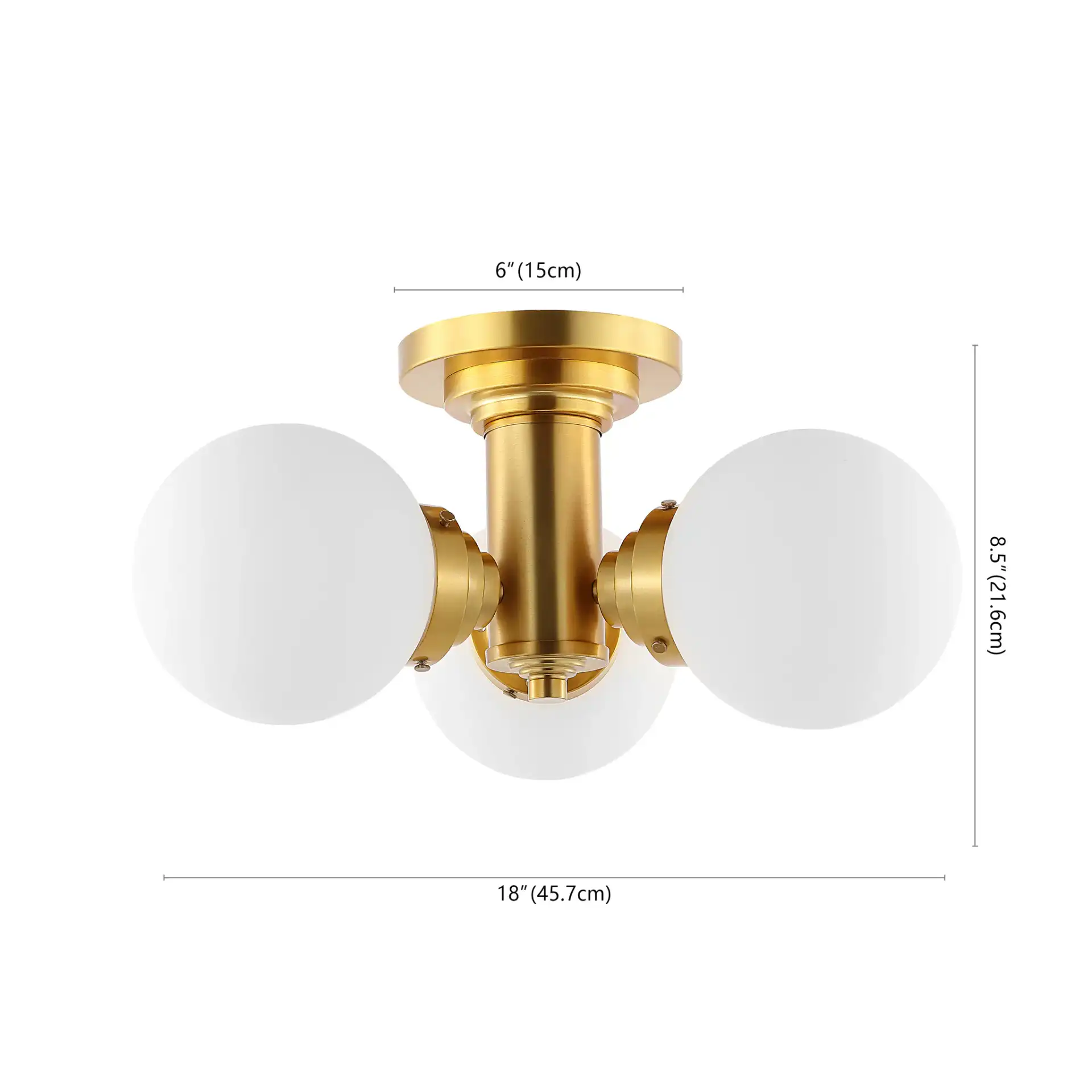 Elenna Three-Light Flush Mount in Gold, detail view