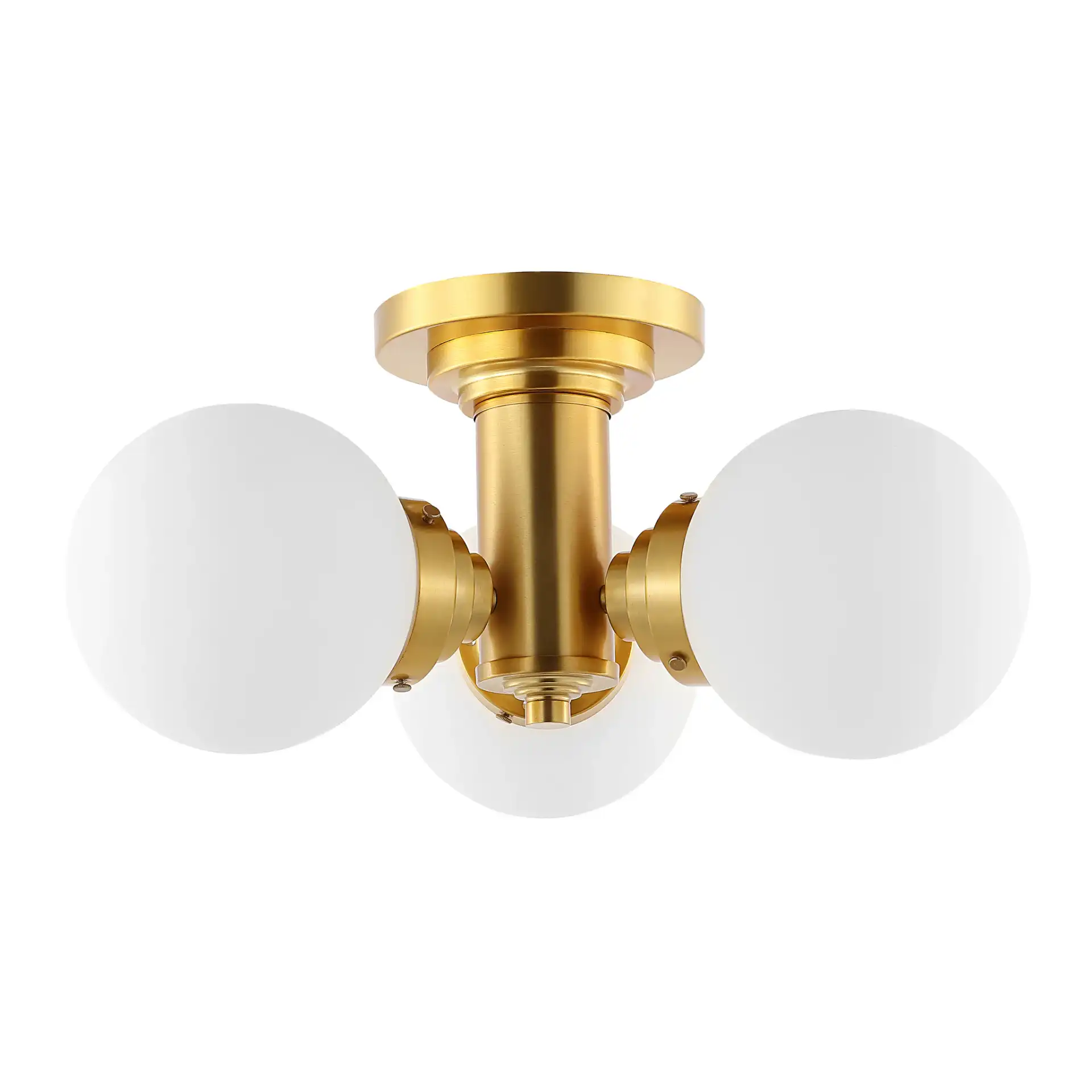 Elenna Three-Light Flush Mount in Gold, detail view
